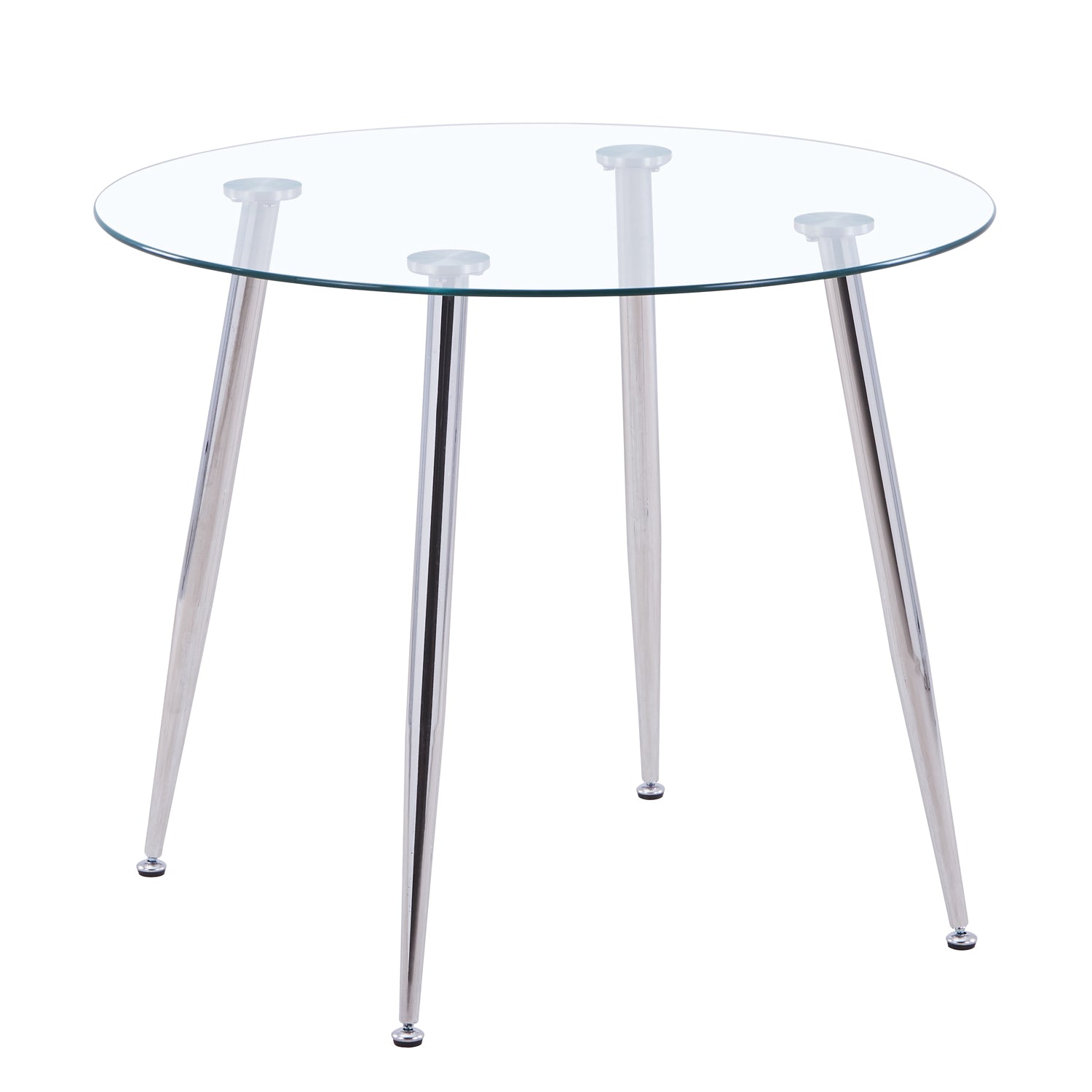 Round Dining Table 90x90cm Glass/Silver AWS062UK | LEUKHOUSE