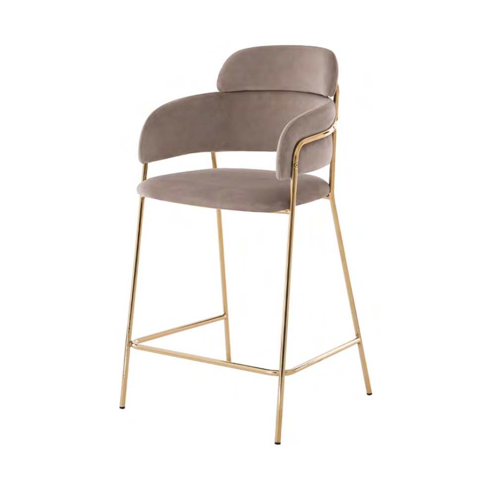 Bar Stool Velvet with Metal Gold Chromed Legs HTB0035 | HOMETREE