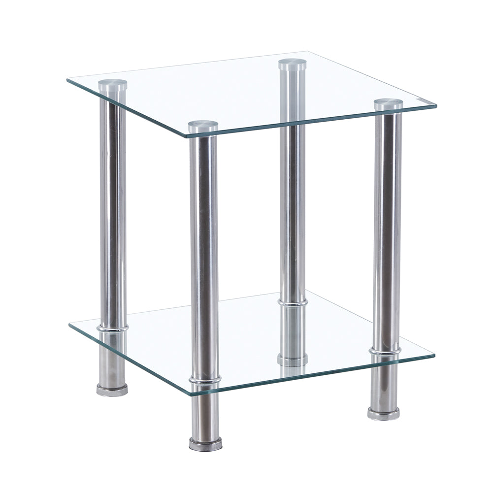 Small Square Glass Coffee Table Clear AWS007UK | LEUKHOUSE