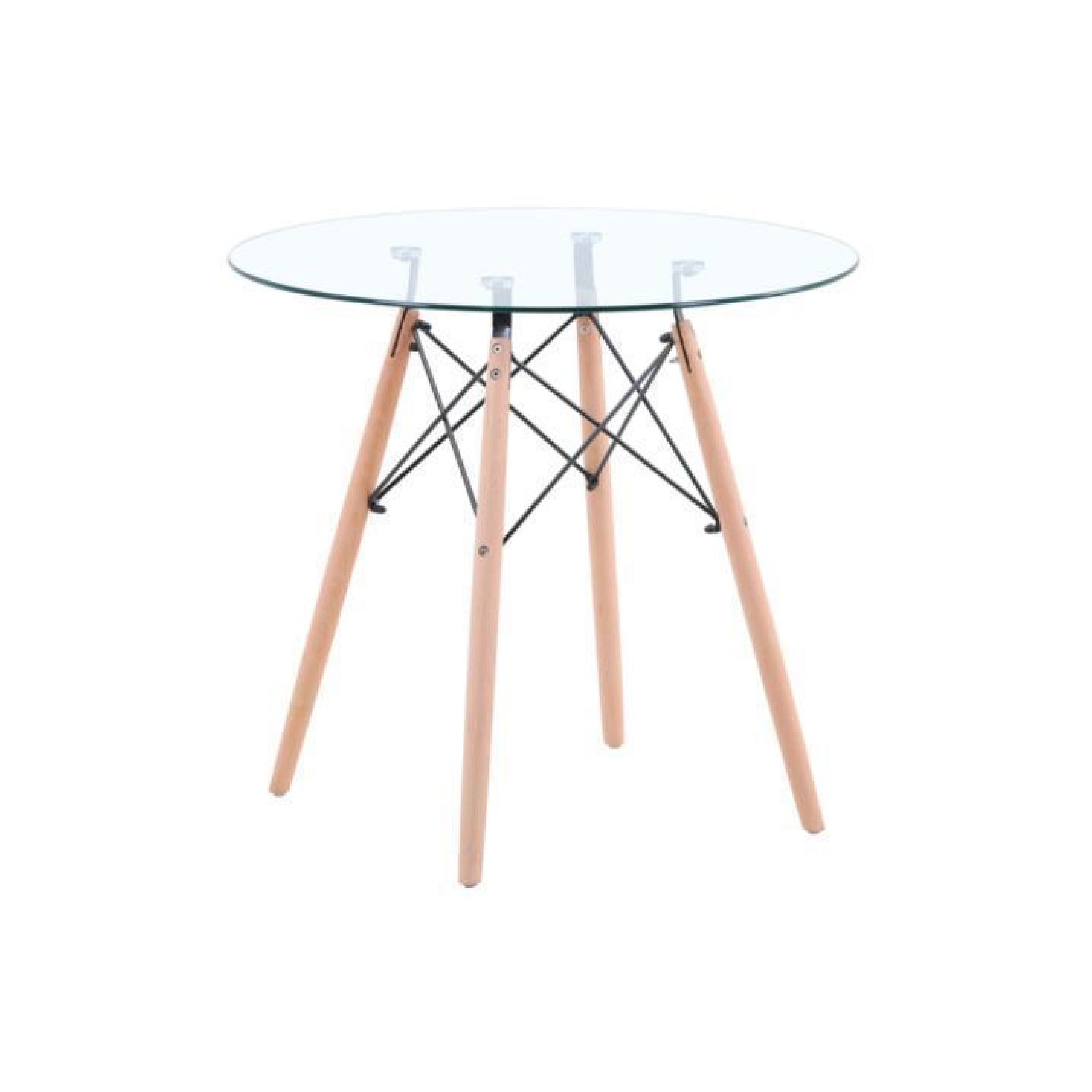 Dining Table Cross Round Glass LKD017DTAWS | FONDHOUSE