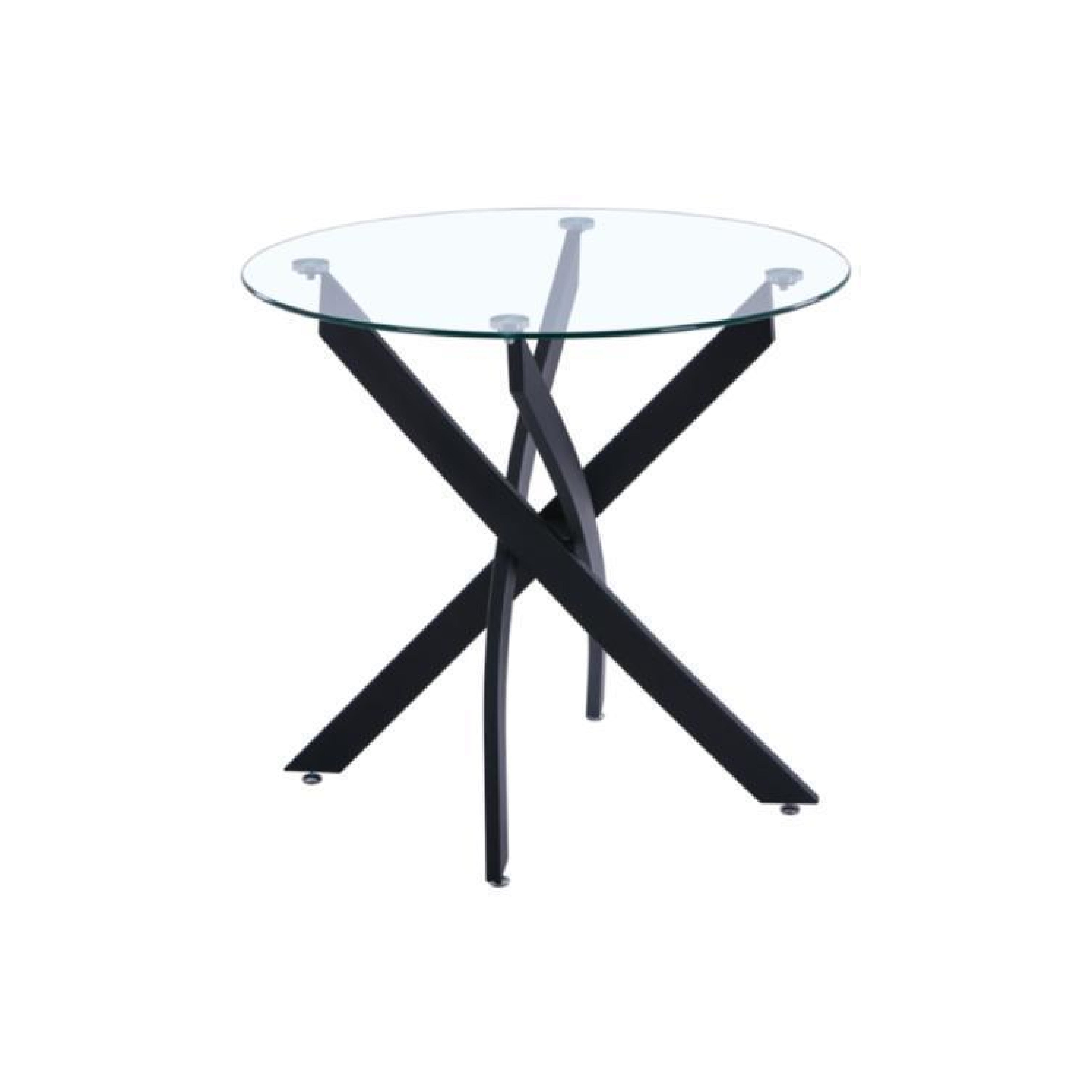Dining Table Large Glass Cross Round LKD022DTAWS | FONDHOUSE