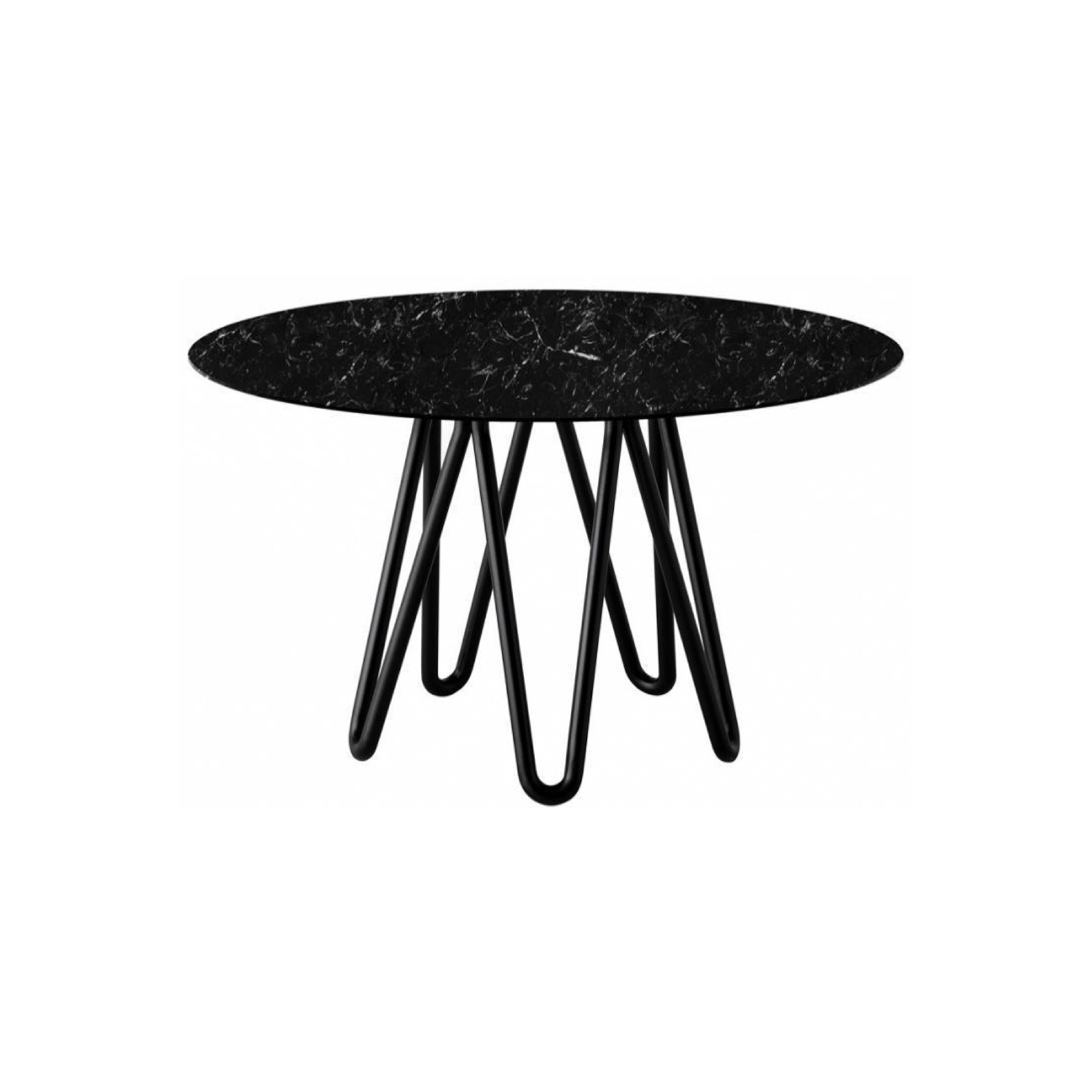 Dining Table Black Round Glass LKD192DTAWS | FONDHOUSE