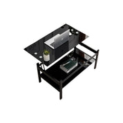 Coffee Table.Black Rectangular Glass LKL203CTAWS | FONDHOUSE