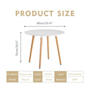Round Dining Table 90x90cm White/Oak AWS041UK | LEUKHOUSE