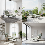 Armchair Green With Footstool LKX001ACSY | LEUKHOME