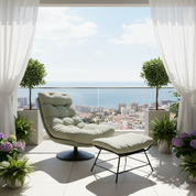 Armchair Green With Footstool LKX001ACSY | LEUKHOME