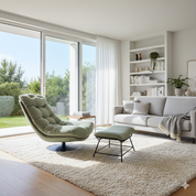 Armchair Green With Footstool LKX001ACSY | LEUKHOME