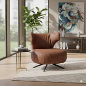 Armchair Brown Leather LKX009ACSY | LEUKHOME