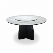 Dining Table Artificial Stone Wood Veneer Stainless Steel LKD123DTSHYC | LEUKHOME
