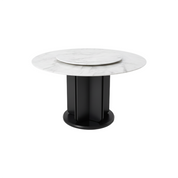 Dining Table Sintered Stone Wood Veneer Stainless Steel LKD089DTDSBL | LEUKHOME