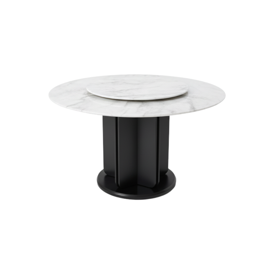 Dining Table Sintered Stone Wood Veneer Stainless Steel LKD089DTDSBL | LEUKHOME
