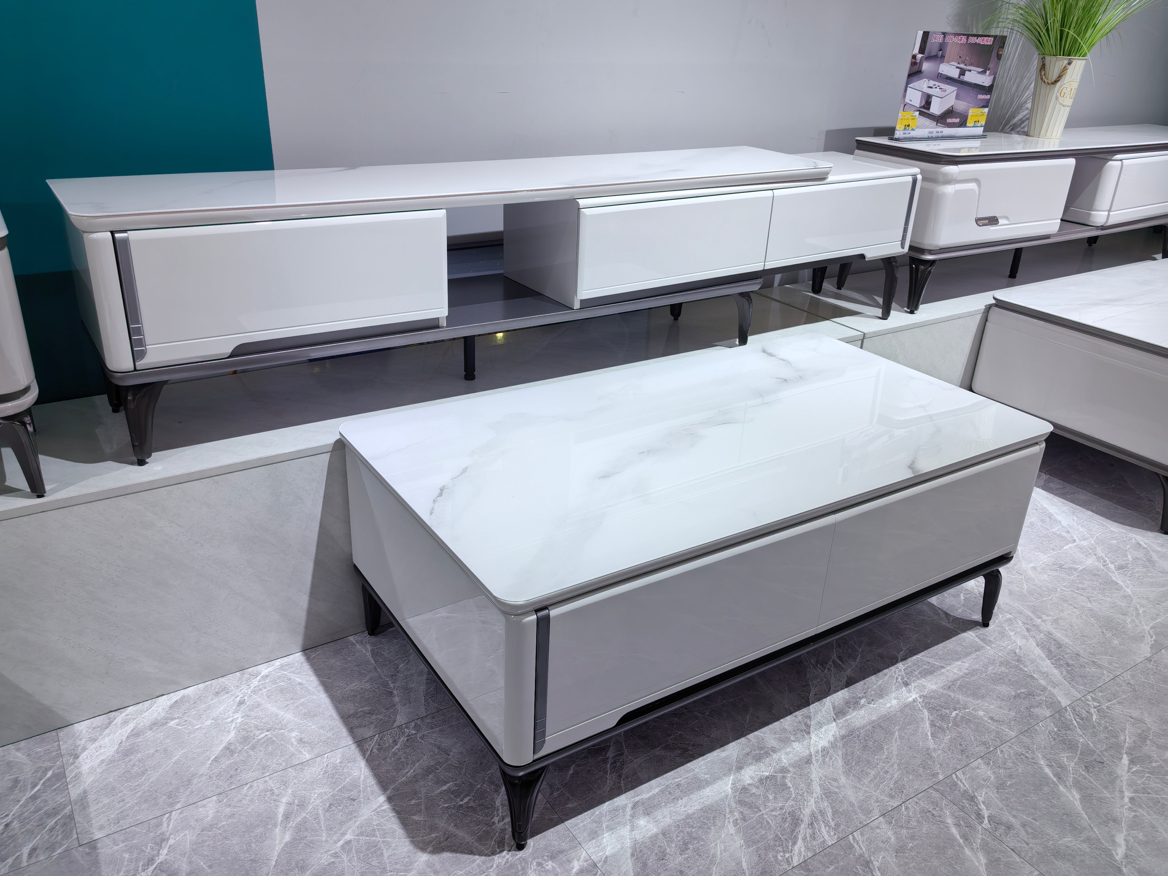 TV Stand Artificial Stone Baking Paint LKL012TSANJ | LEUKHOME