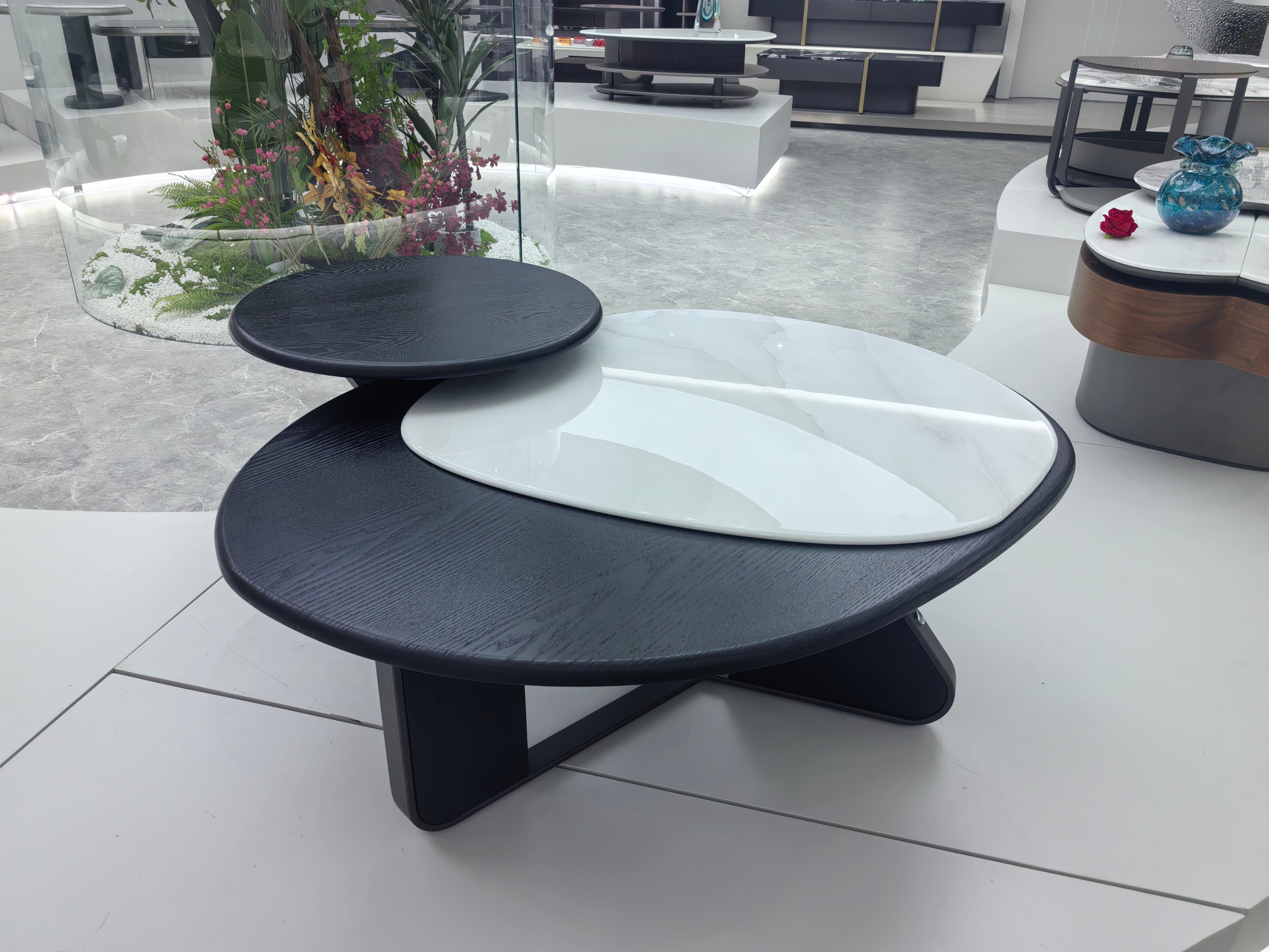 Coffee Table Artificial Stone Wood Veneer LKL025CTZZ | LEUKHOME