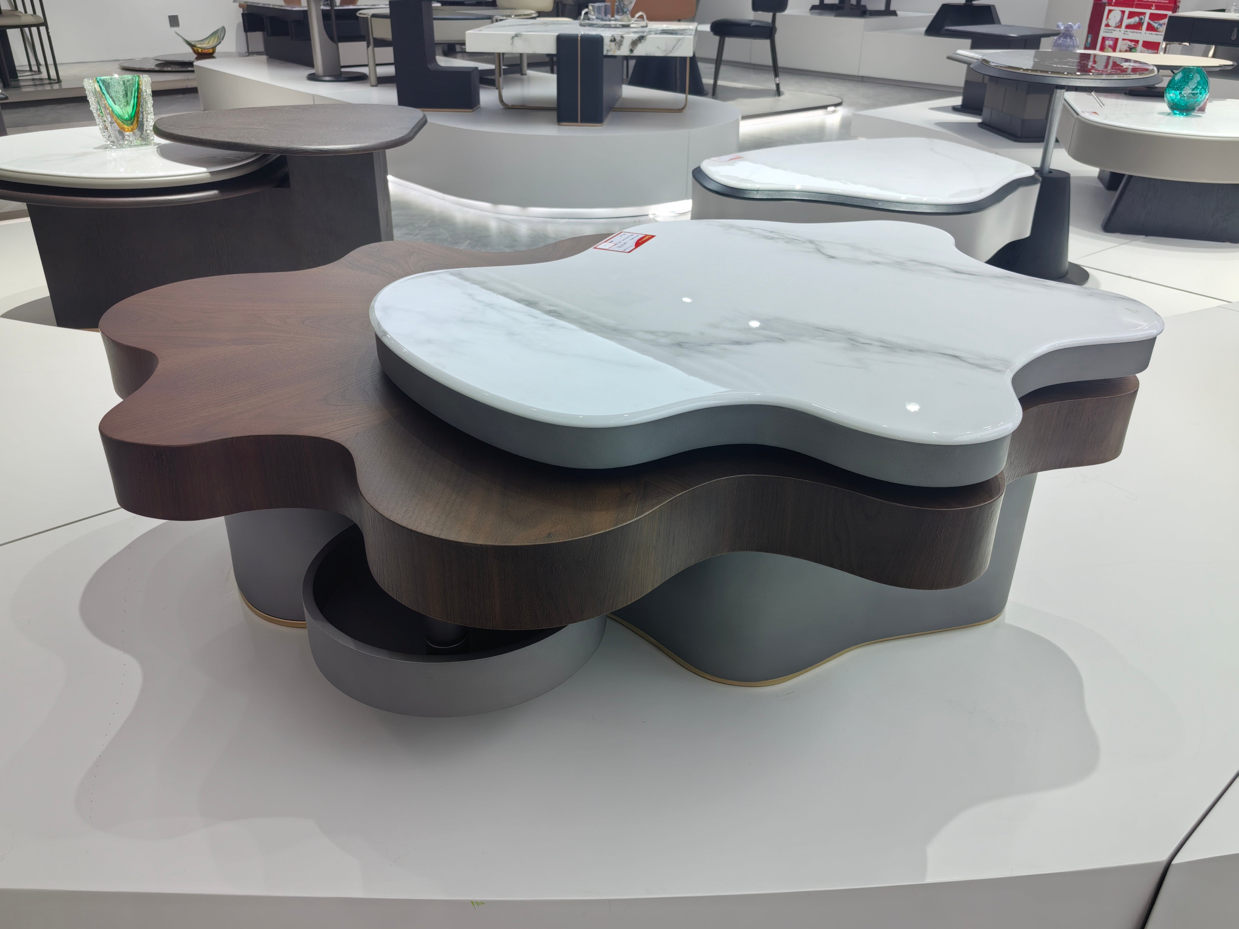 Coffee Table Artificial Stone Wood Veneer LKL028CTZZ | LEUKHOME