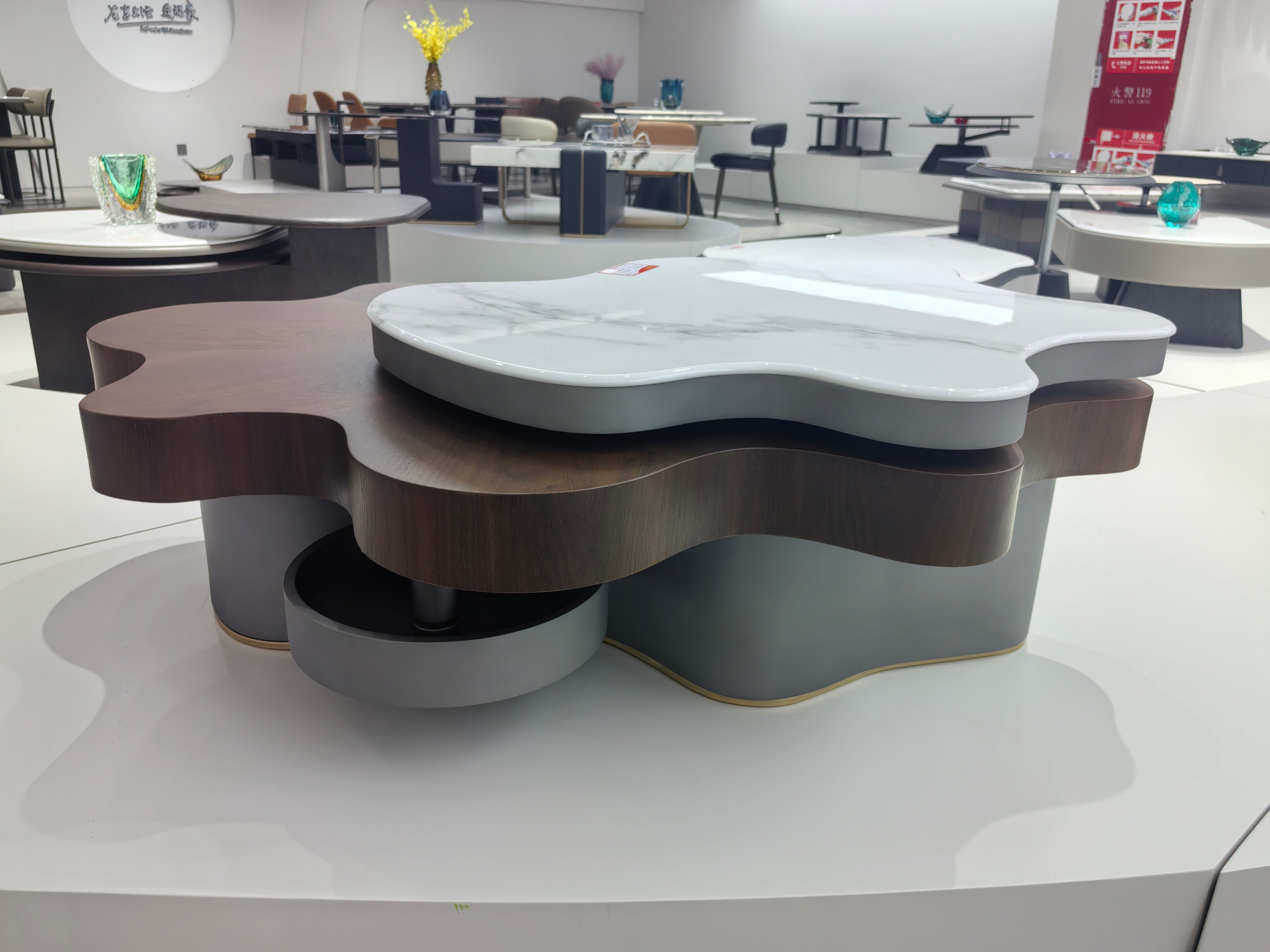 Coffee Table Artificial Stone Wood Veneer LKL028CTZZ | LEUKHOME