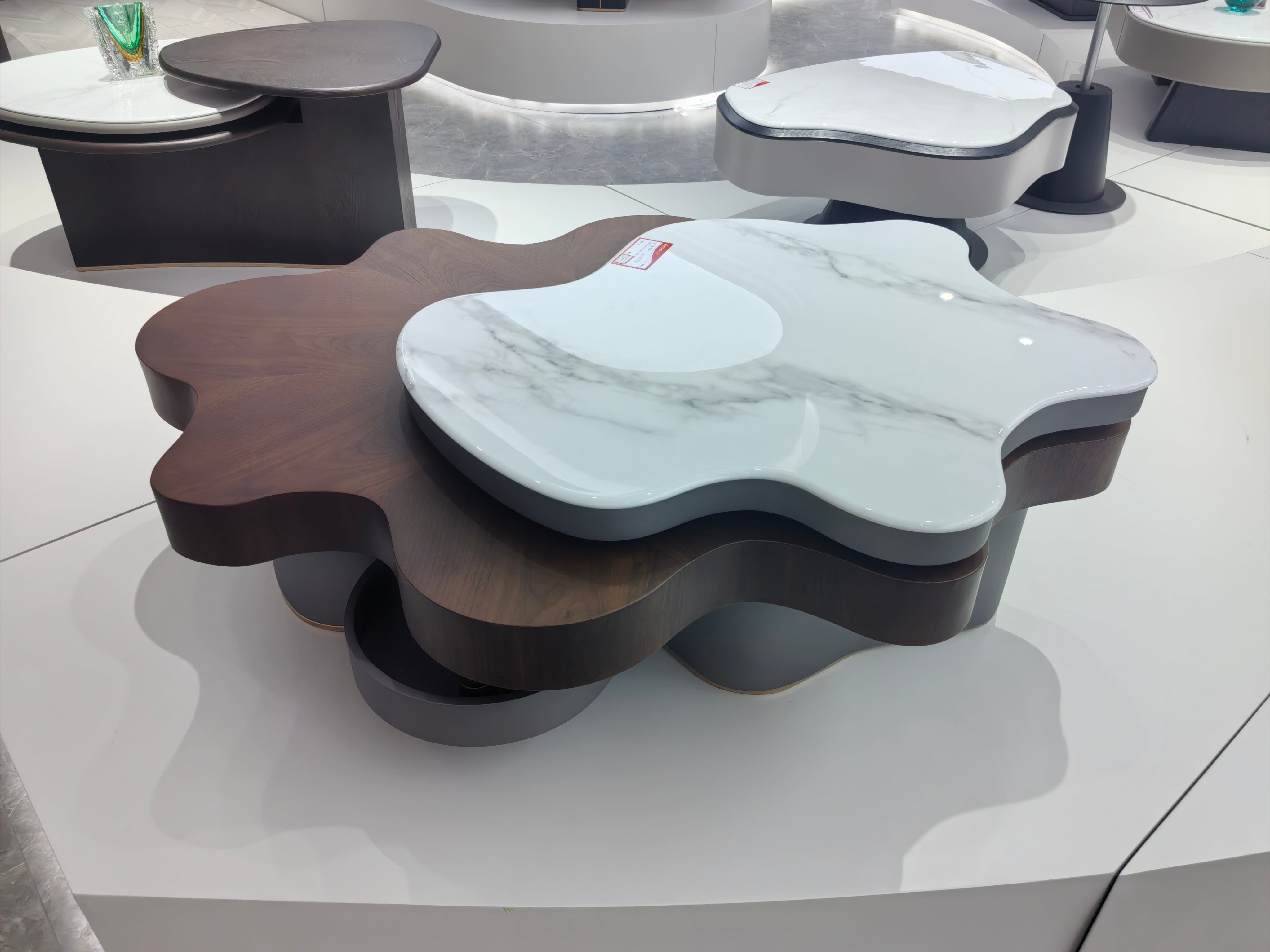 Coffee Table Artificial Stone Wood Veneer LKL028CTZZ | LEUKHOME