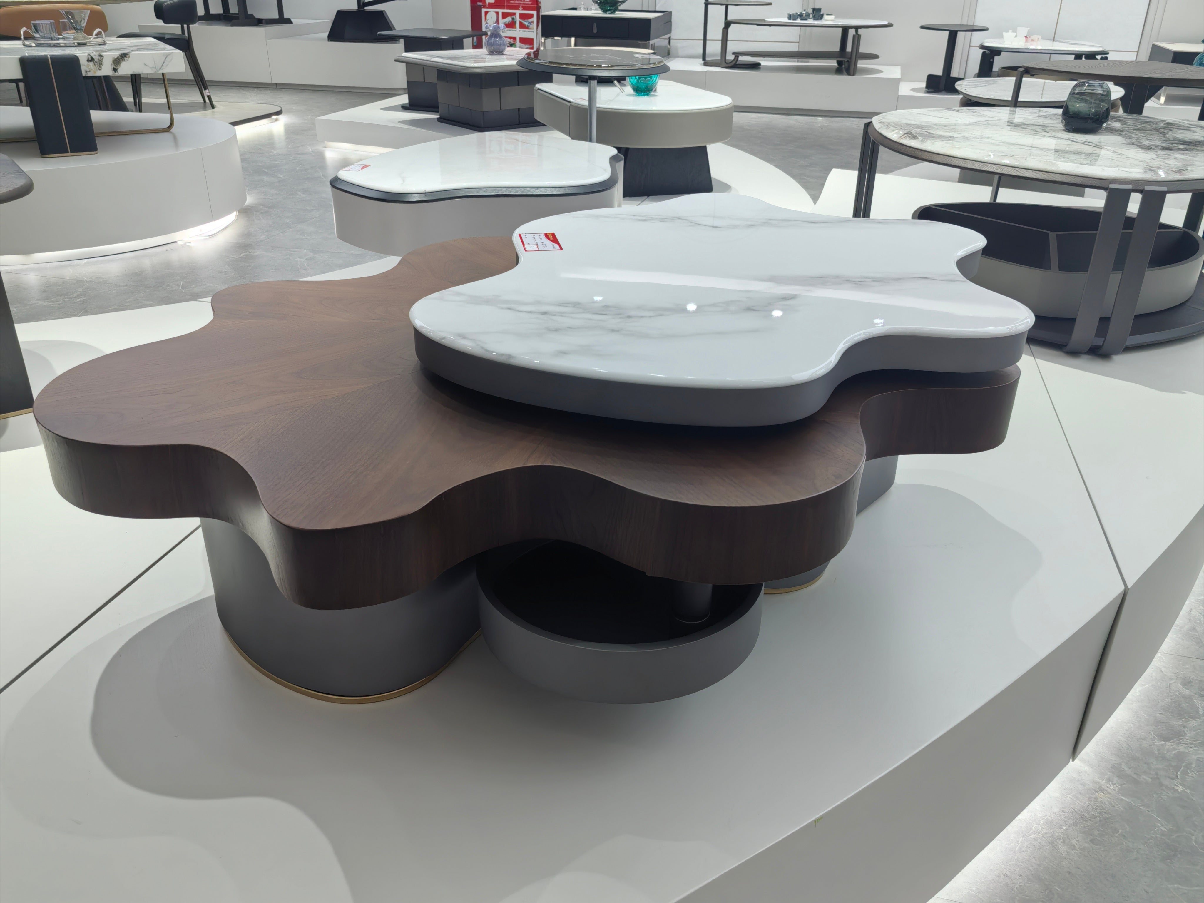 Coffee Table Artificial Stone Wood Veneer LKL028CTZZ | LEUKHOME