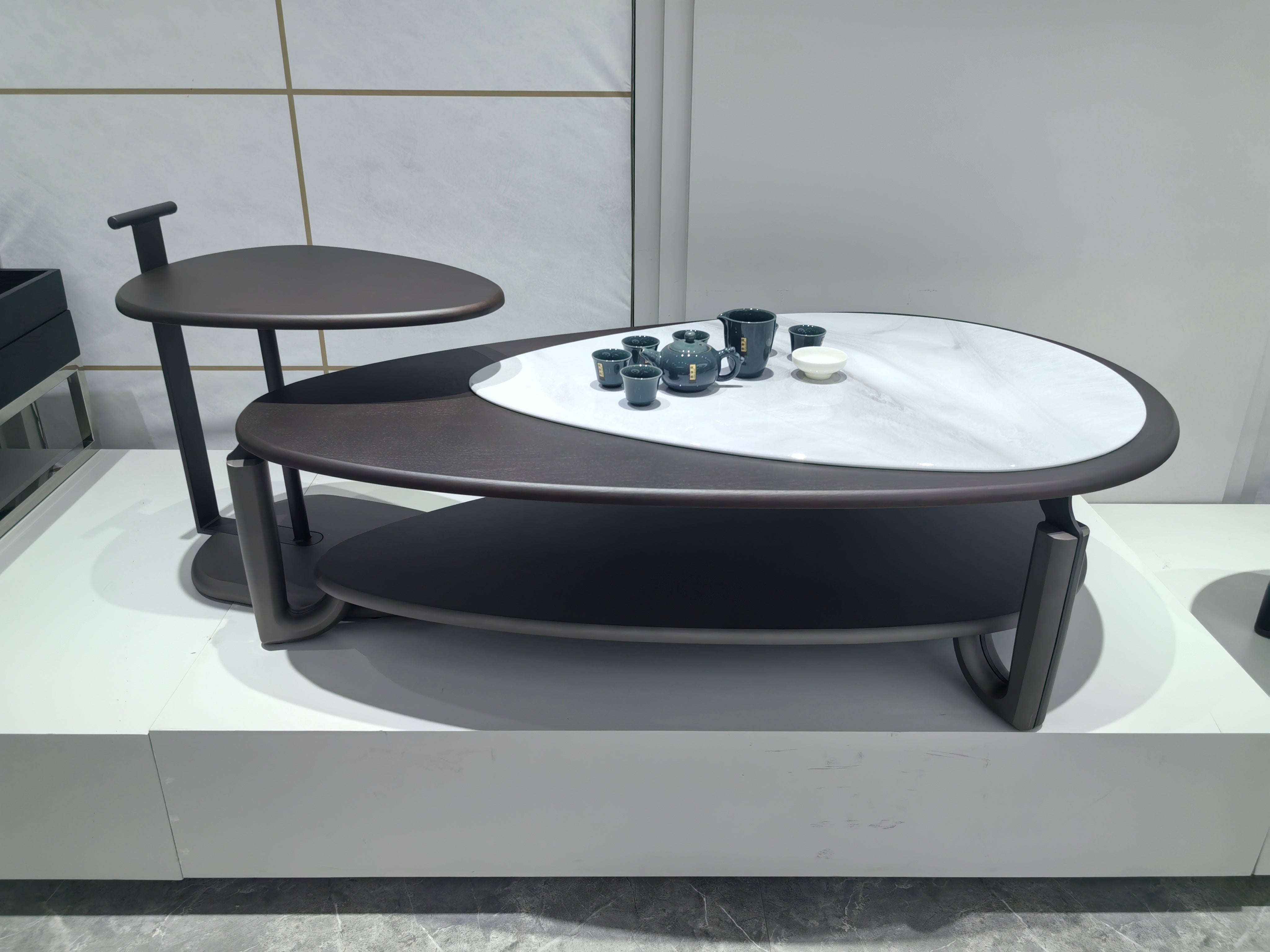 Coffee Table Artificial Stone Wood Veneer LKL031CTZZ | LEUKHOME