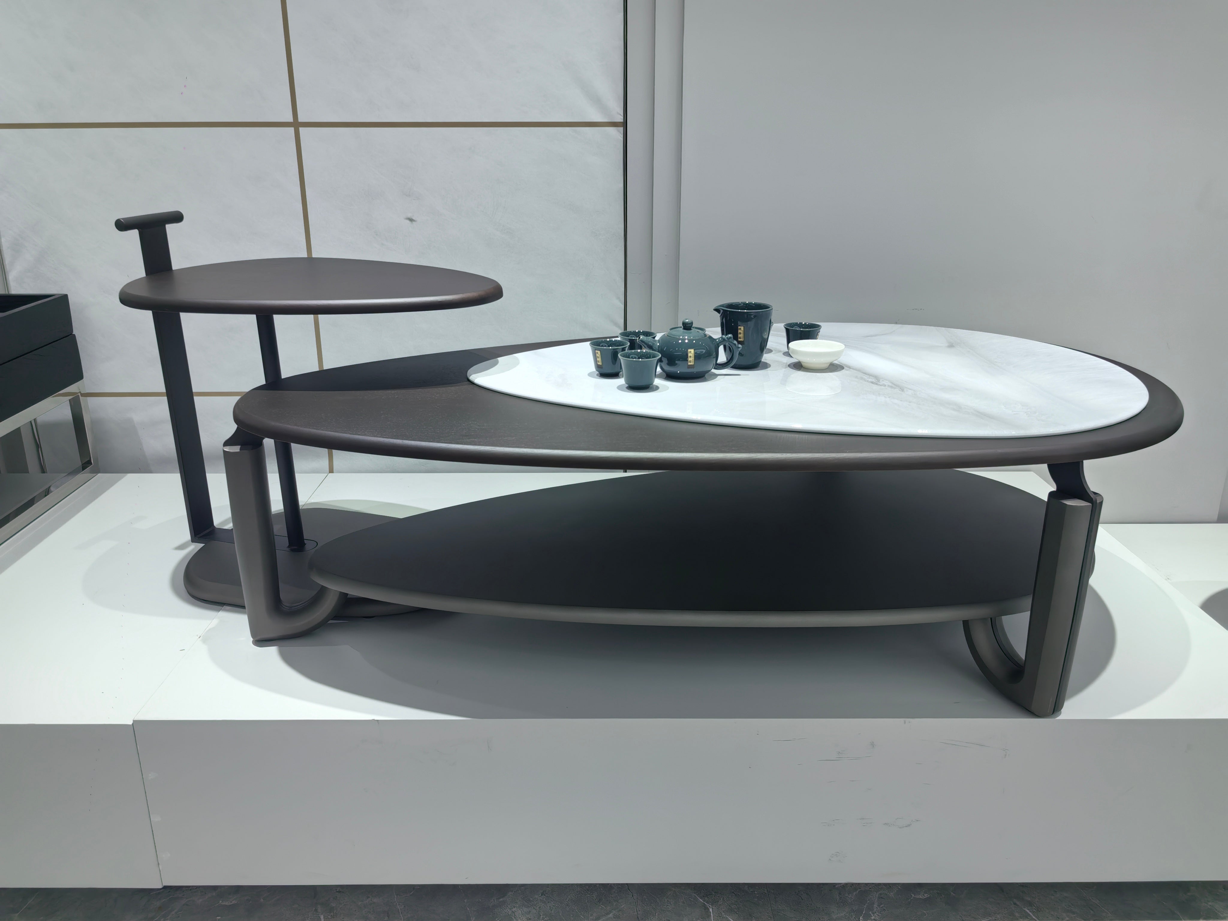 Coffee Table Artificial Stone Wood Veneer LKL031CTZZ | LEUKHOME