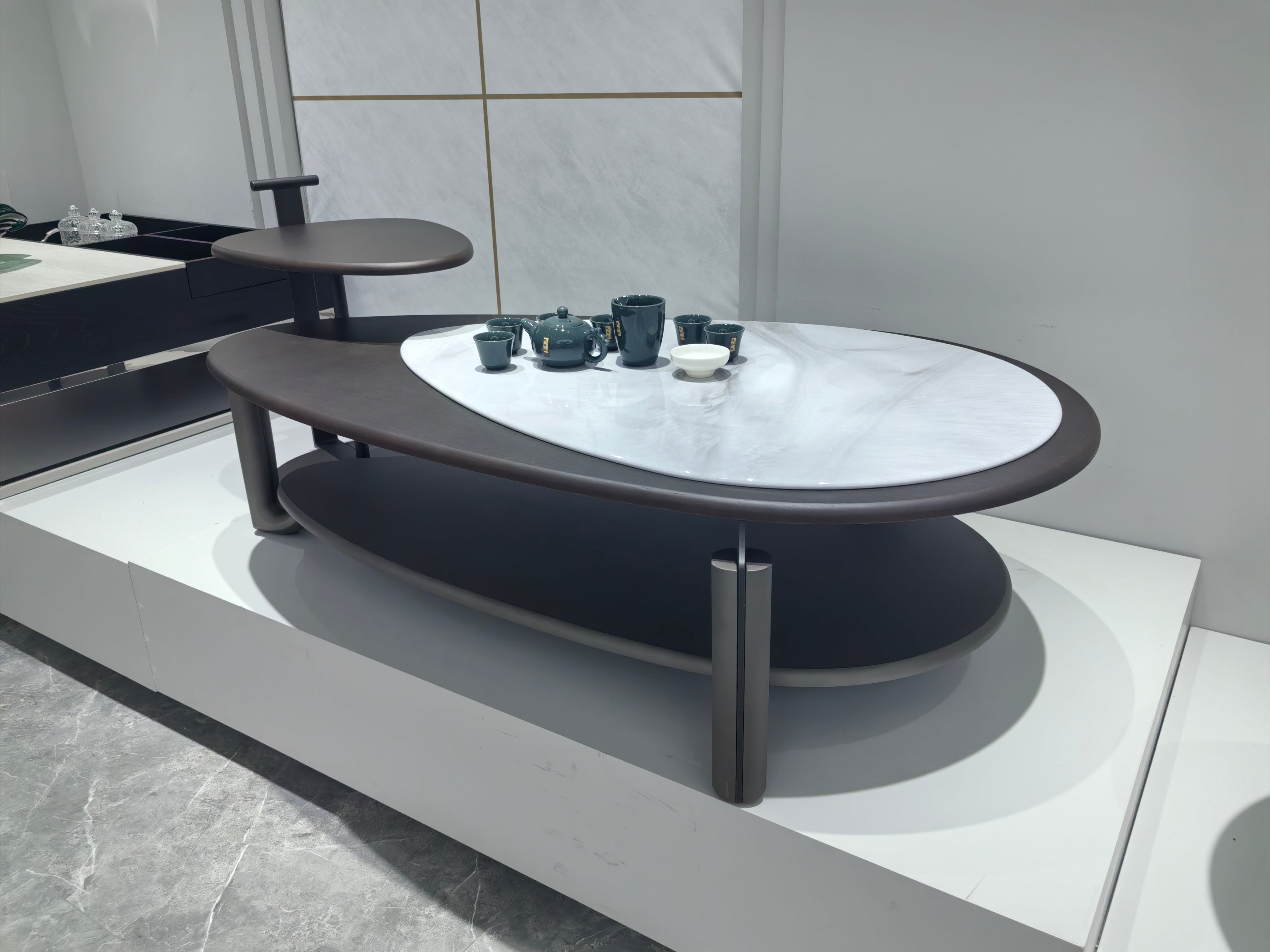 Coffee Table Artificial Stone Wood Veneer LKL031CTZZ | LEUKHOME