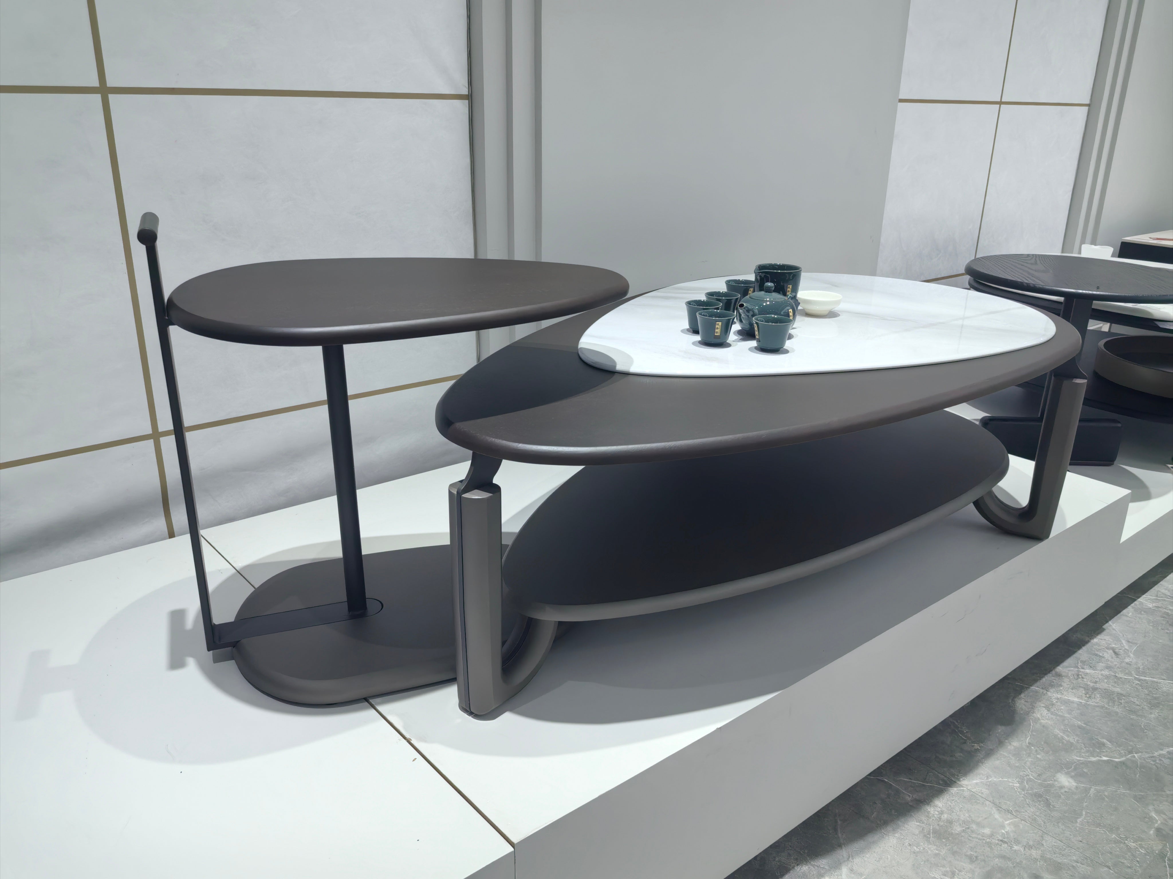 Coffee Table Artificial Stone Wood Veneer LKL031CTZZ | LEUKHOME