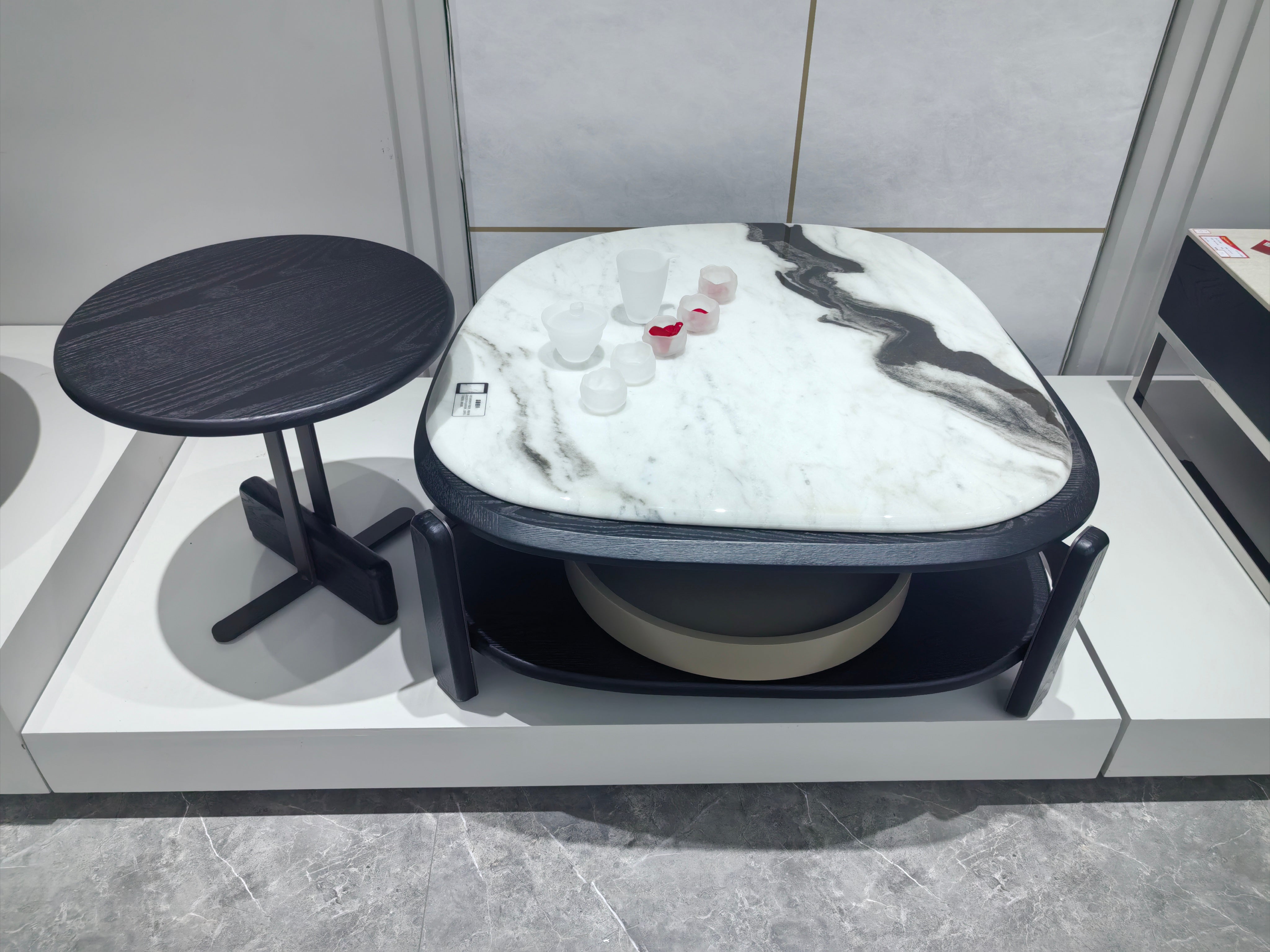 Coffee Table Artificial Stone Wood Veneer LKL072CTZZ | LEUKHOME