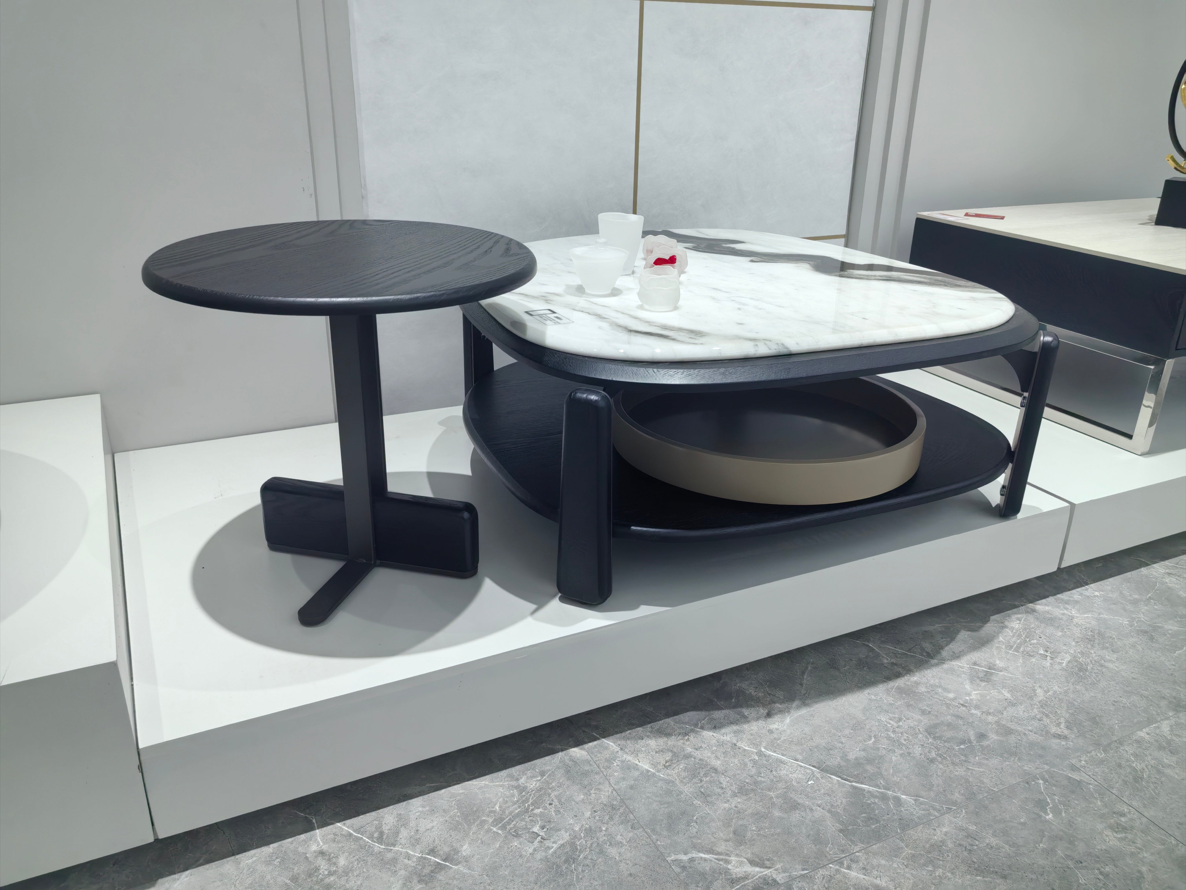 Coffee Table Artificial Stone Wood Veneer LKL072CTZZ | LEUKHOME