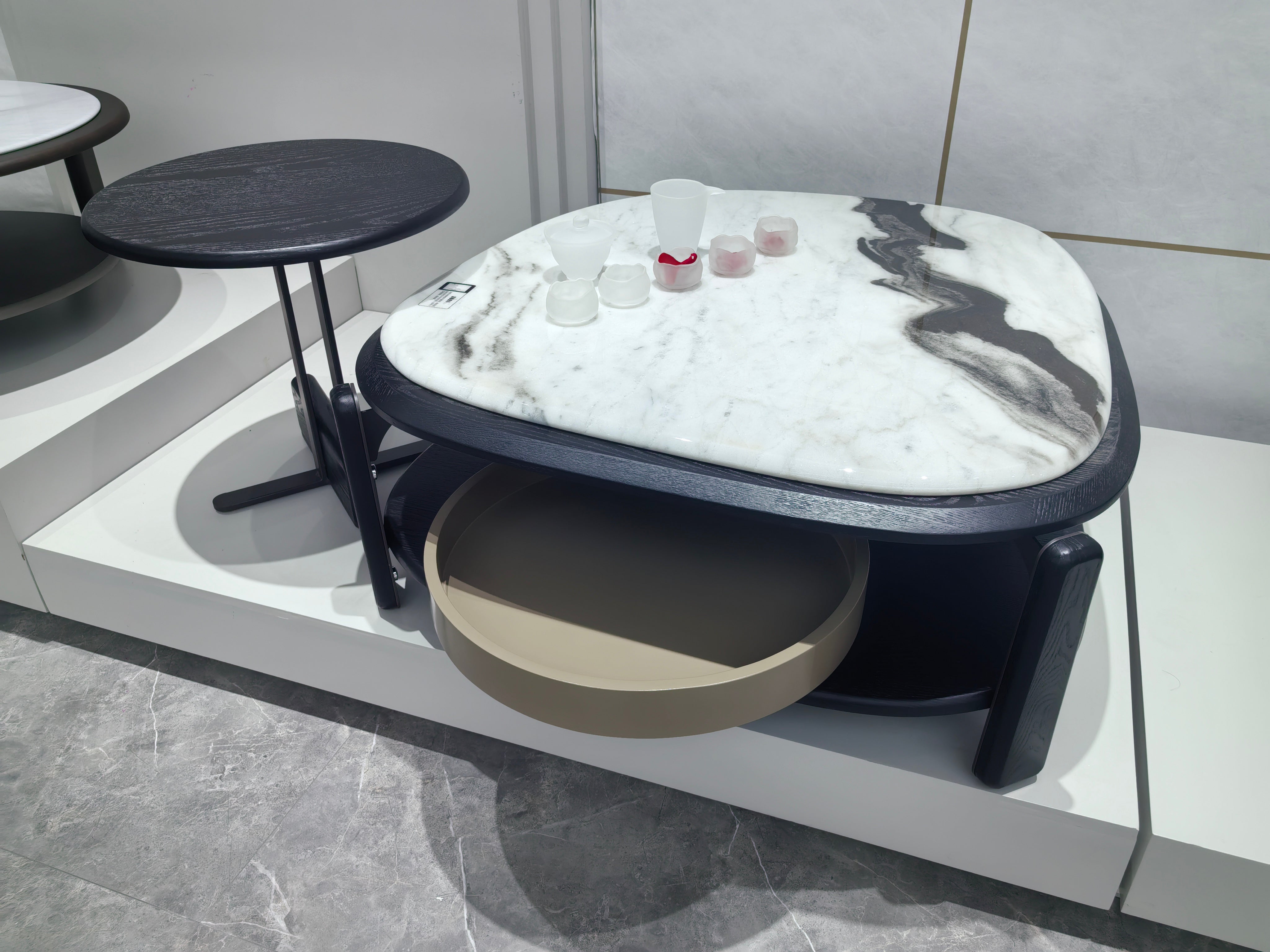 Coffee Table Artificial Stone Wood Veneer LKL072CTZZ | LEUKHOME