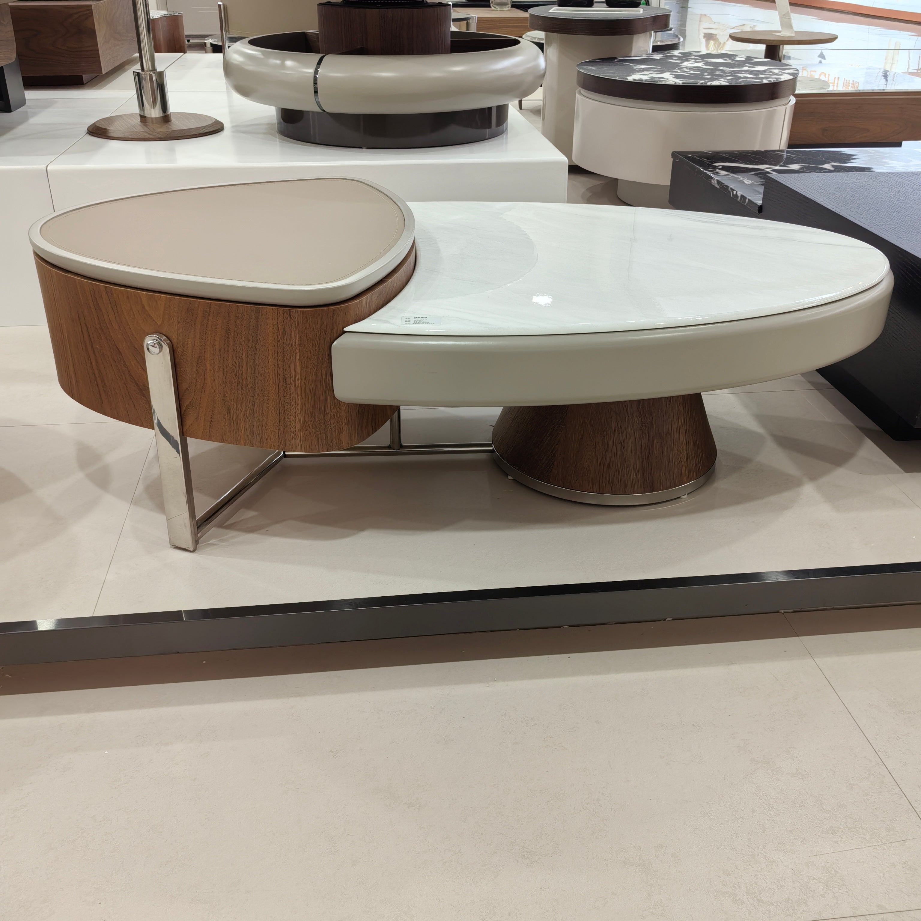 Coffee Table Artificial Stone Wood Veneer Baking Paint LKLM3751CTFH | LEUKHOME