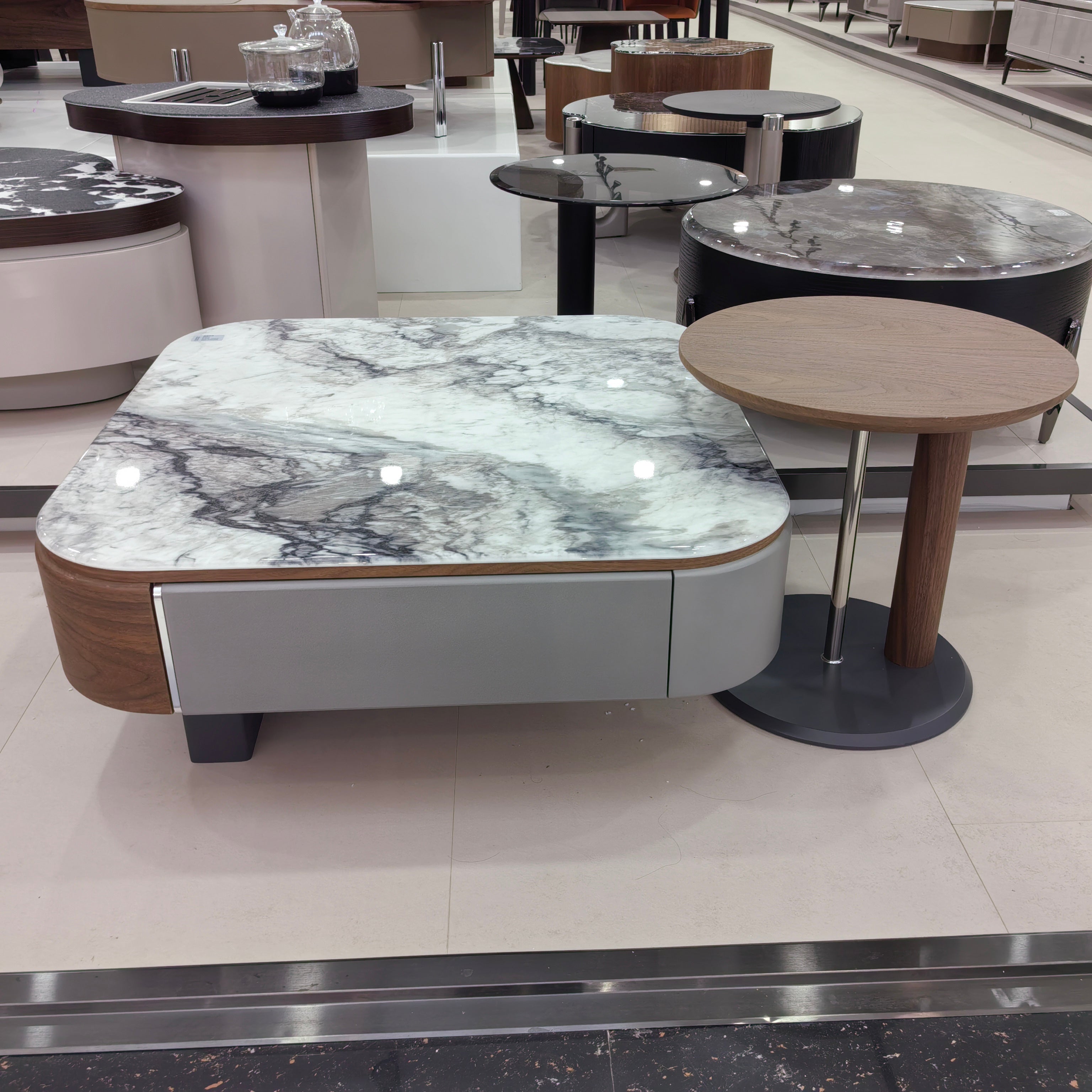 Coffee Table Artificial Stone Wood Veneer Baking Paint LKLM2520CTFH | LEUKHOME