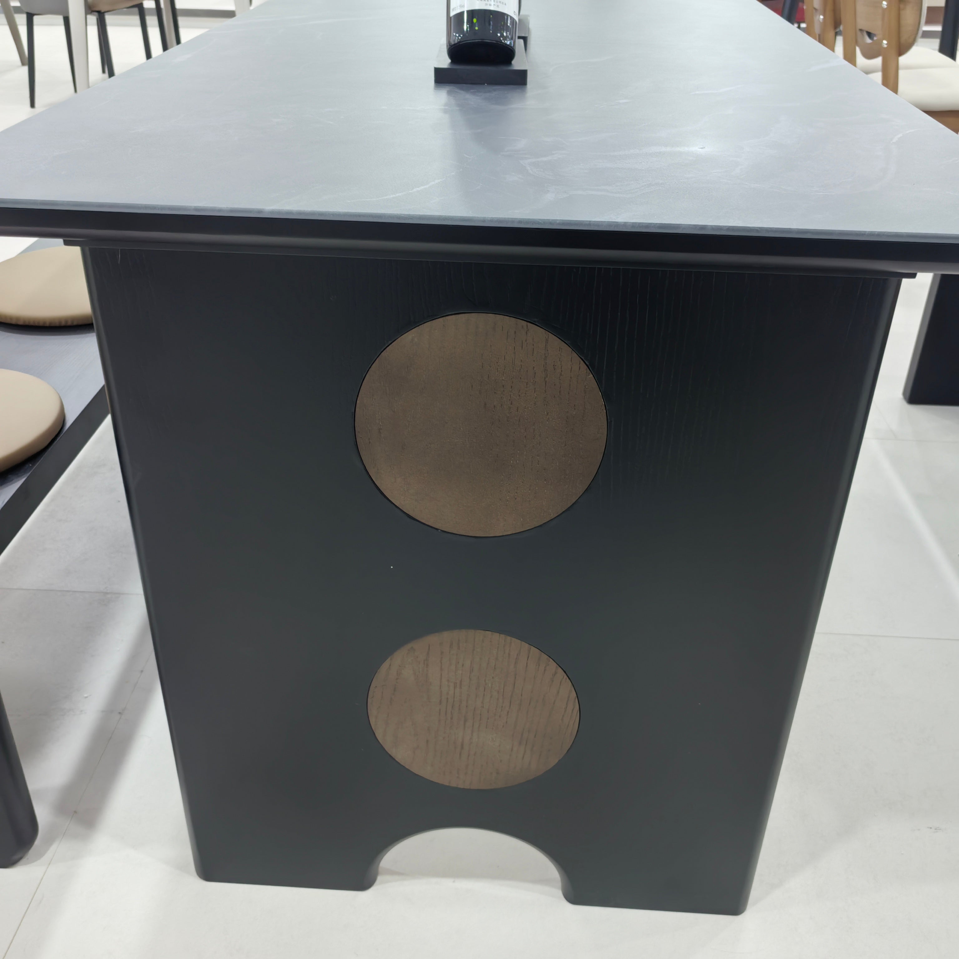 Dining Table Artificial Stone Wood Veneer LKD053DTFH | LEUKHOME