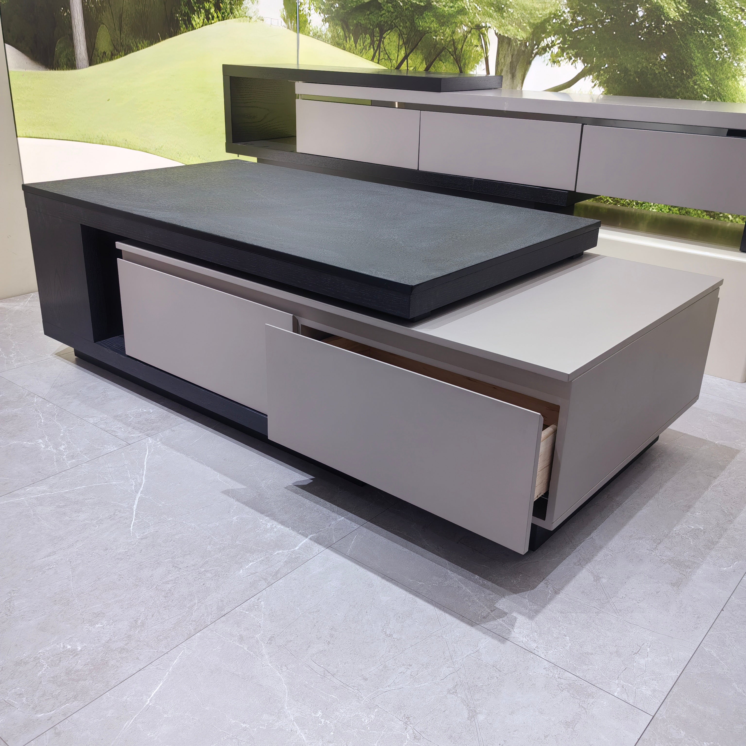 Coffee Table Sintered Stone Baking Paint Wood Veneer LKL039CTAYG | LEUKHOME