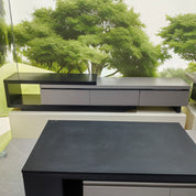 TV Stand Sintered Stone Baking Paint Wood Veneer LKL040TSAYG | LEUKHOME