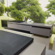 TV Stand Sintered Stone Baking Paint Wood Veneer LKL040TSAYG | LEUKHOME