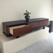 TV Stand Sintered Stone Baking Paint Wood Veneer LKL042TSAYG | LEUKHOME