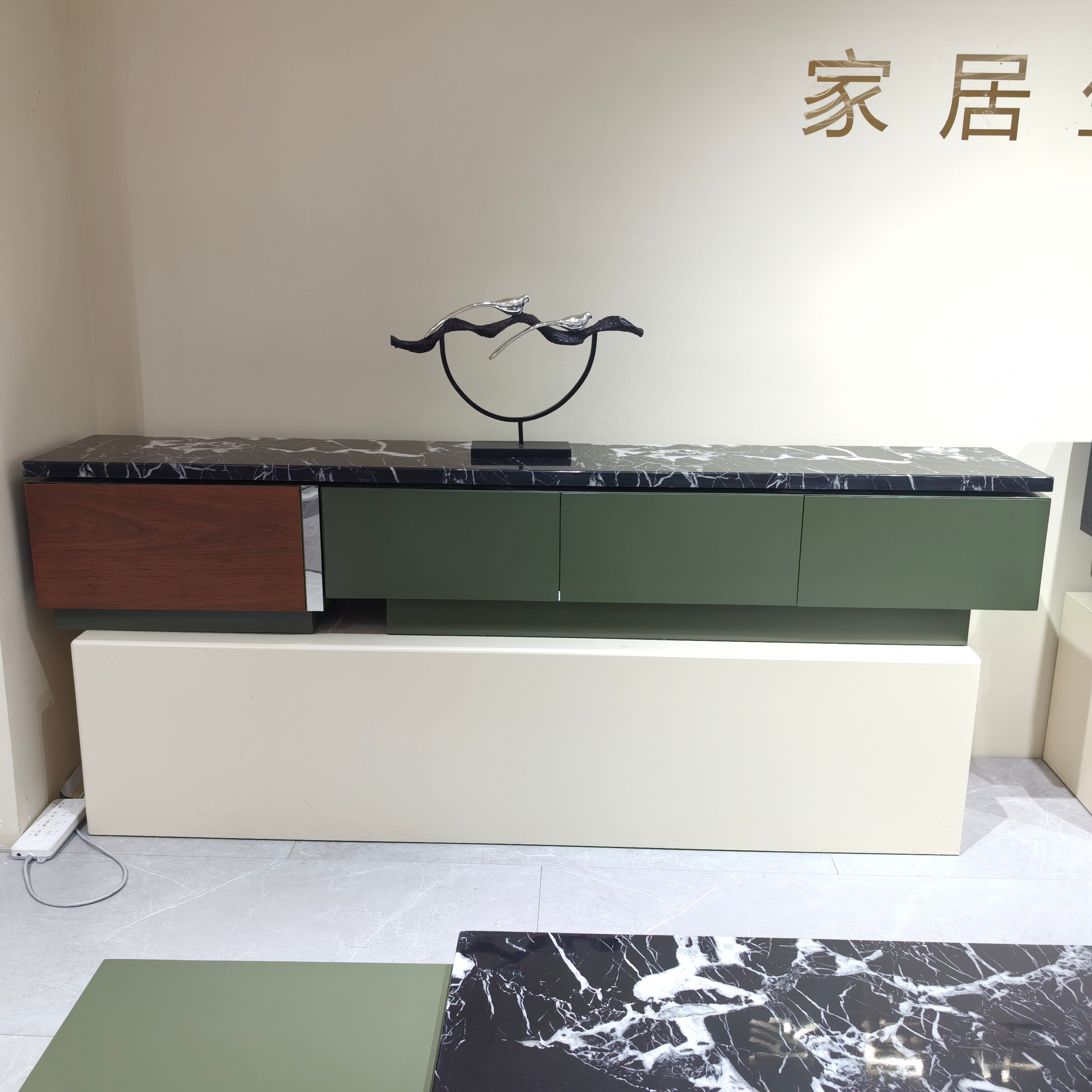 TV Stand Marble Baking Paint Wood Veneer LKL045TSAYG | LEUKHOME