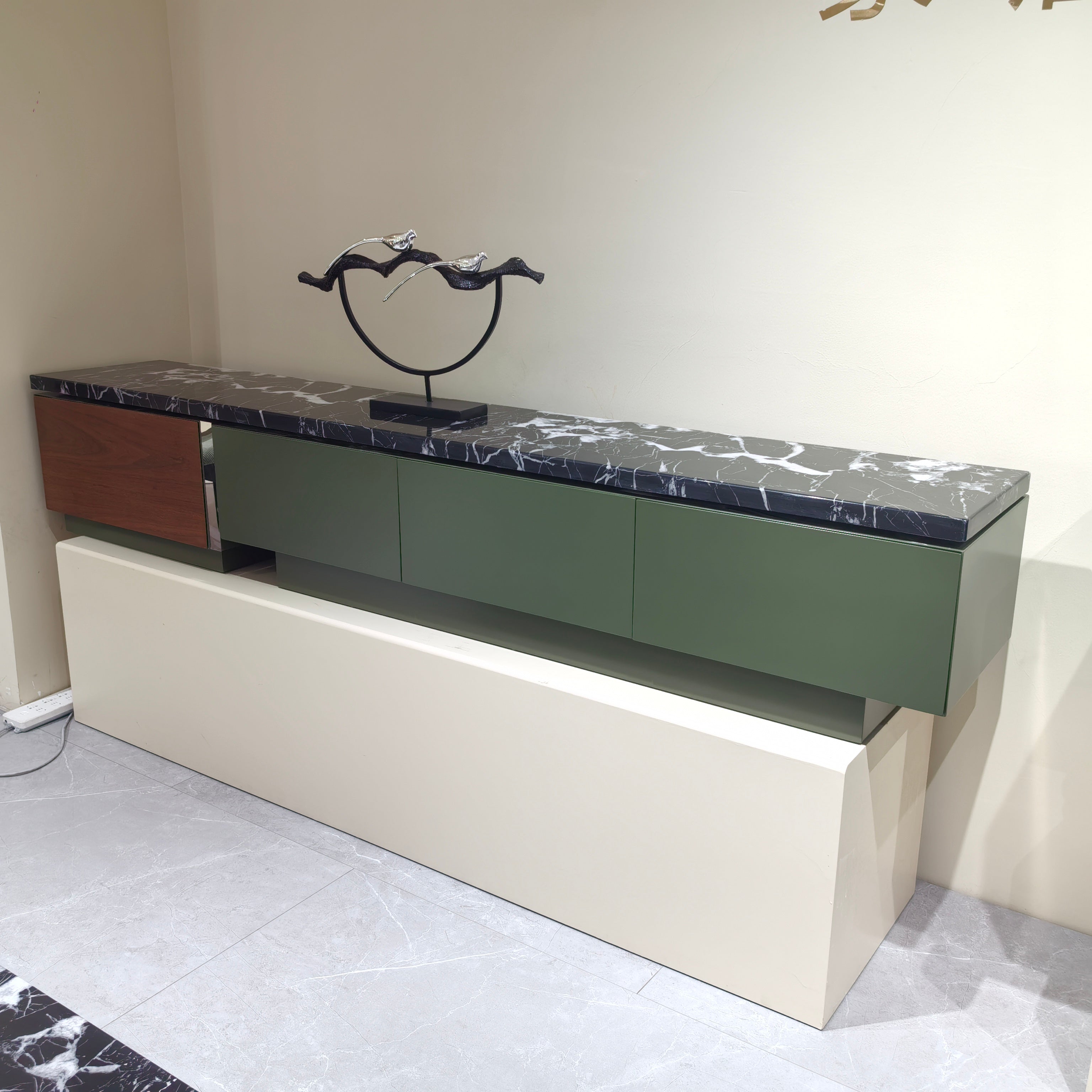 TV Stand Marble Baking Paint Wood Veneer LKL045TSAYG | LEUKHOME