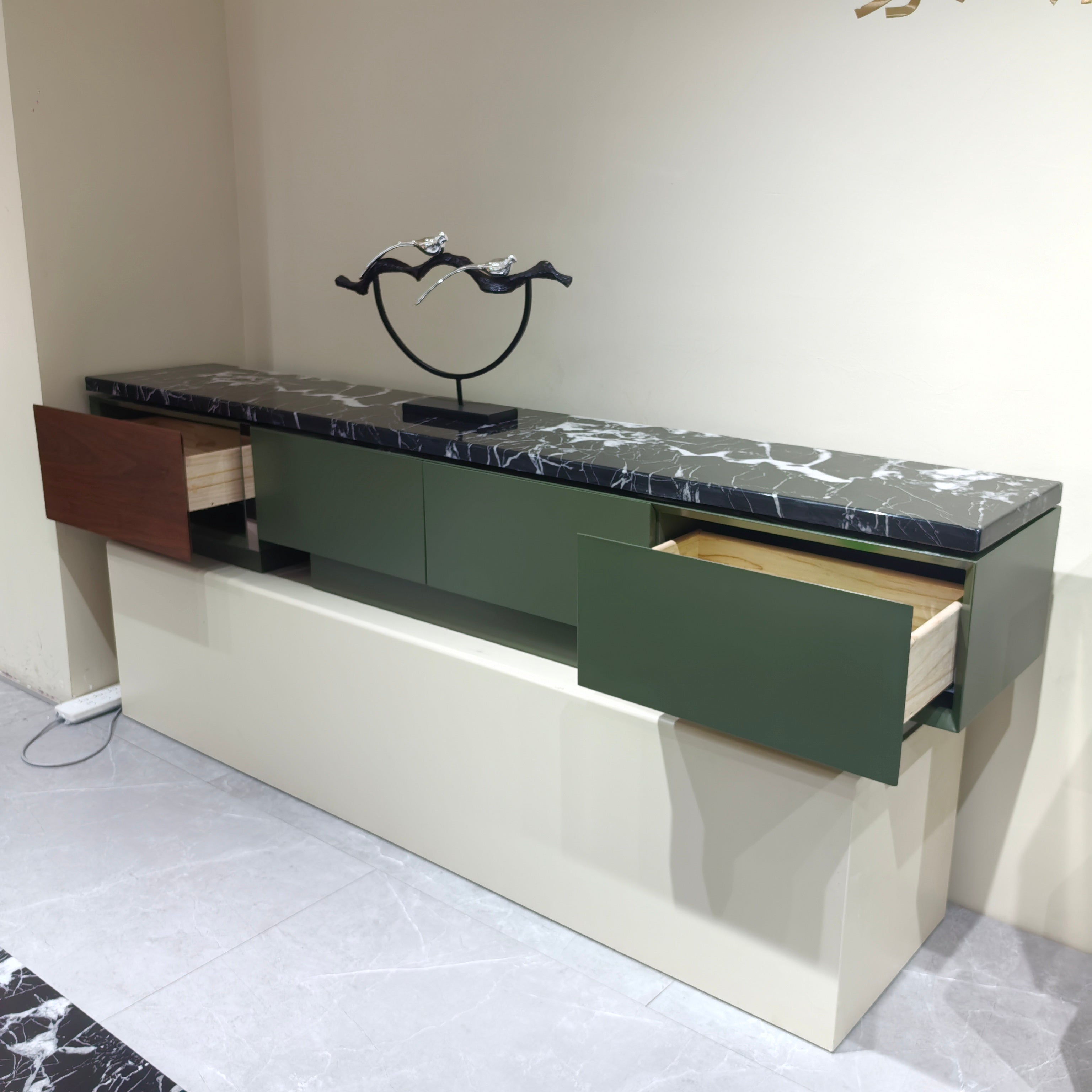 TV Stand Marble Baking Paint Wood Veneer LKL045TSAYG | LEUKHOME