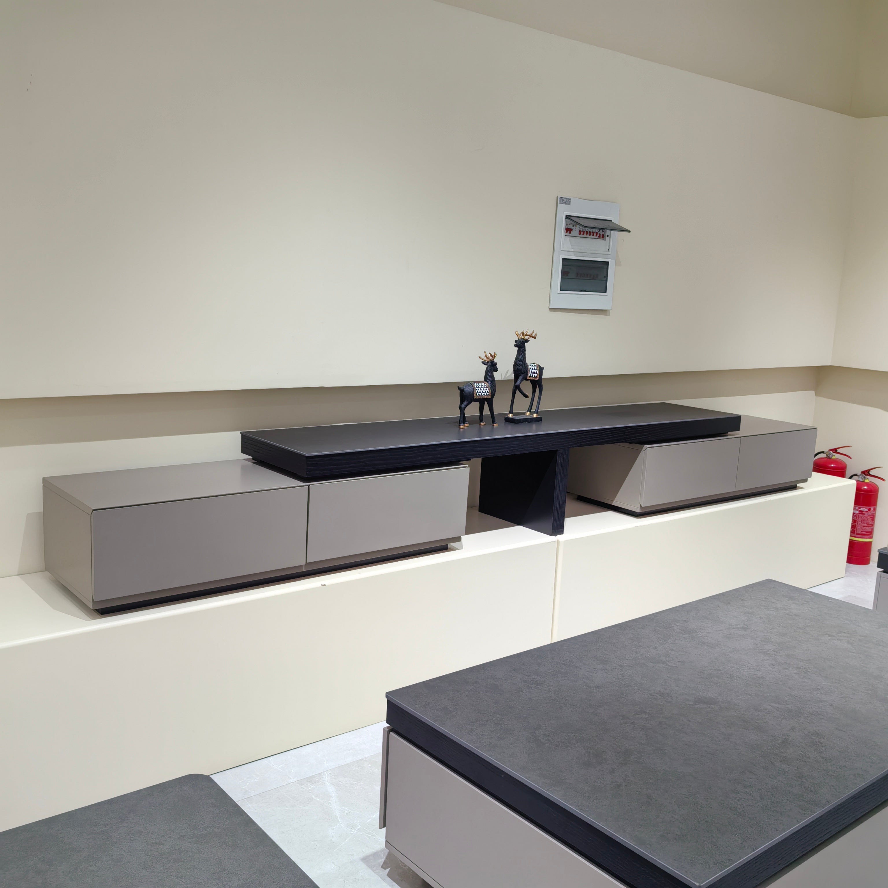 TV Stand Sintered Stone Baking Paint Wood Veneer LKL051TSAYG | LEUKHOME