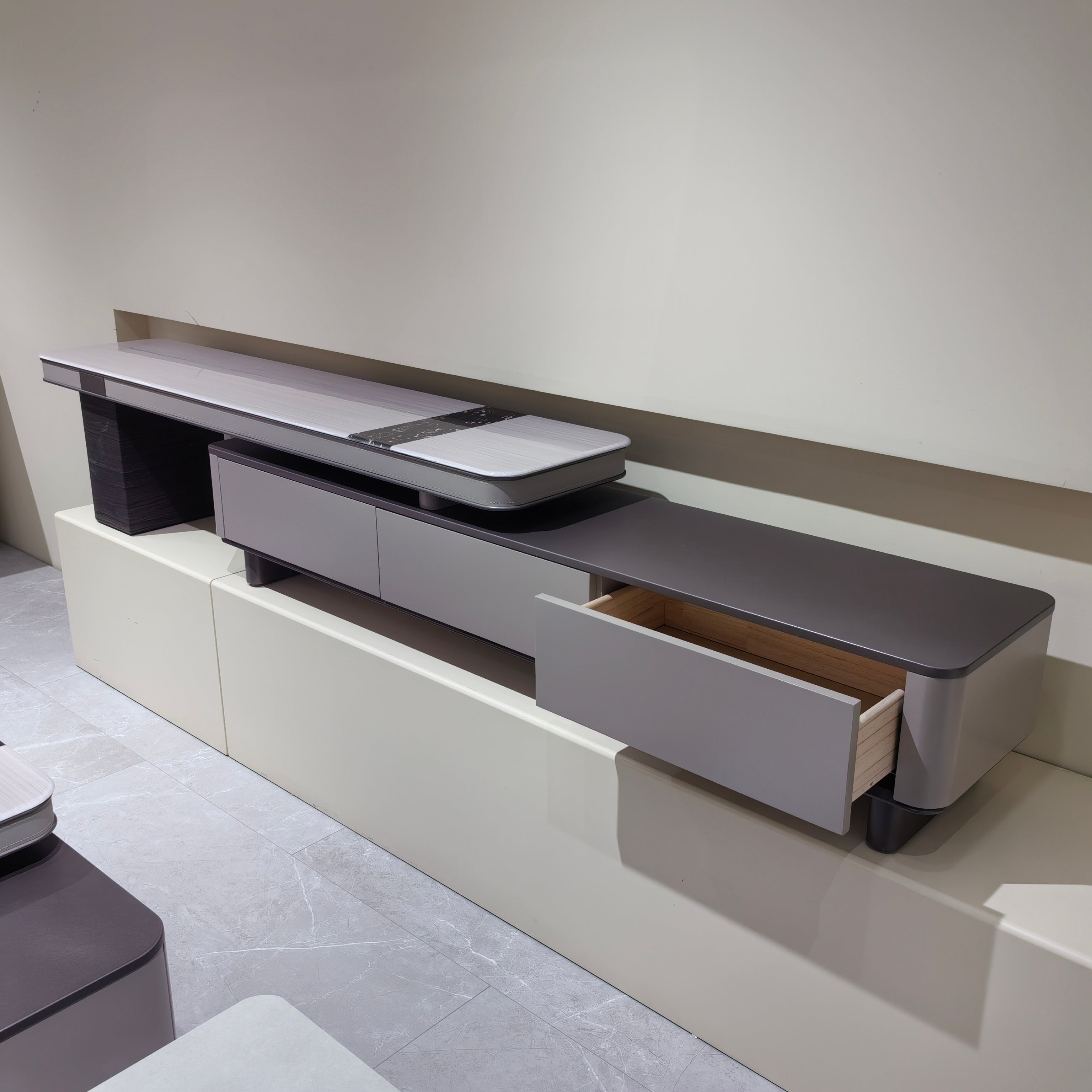 TV Stand Artificial Stone Baking Paint Wood Veneer LKL053TSAYG | LEUKHOME