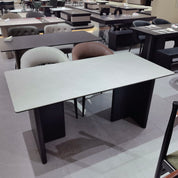Dining Table Composite Sintered Stone Wood Veneer LKD036DTAYG | LEUKHOME