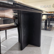 Dining Table Composite Sintered Stone Wood Veneer LKD036DTAYG | LEUKHOME