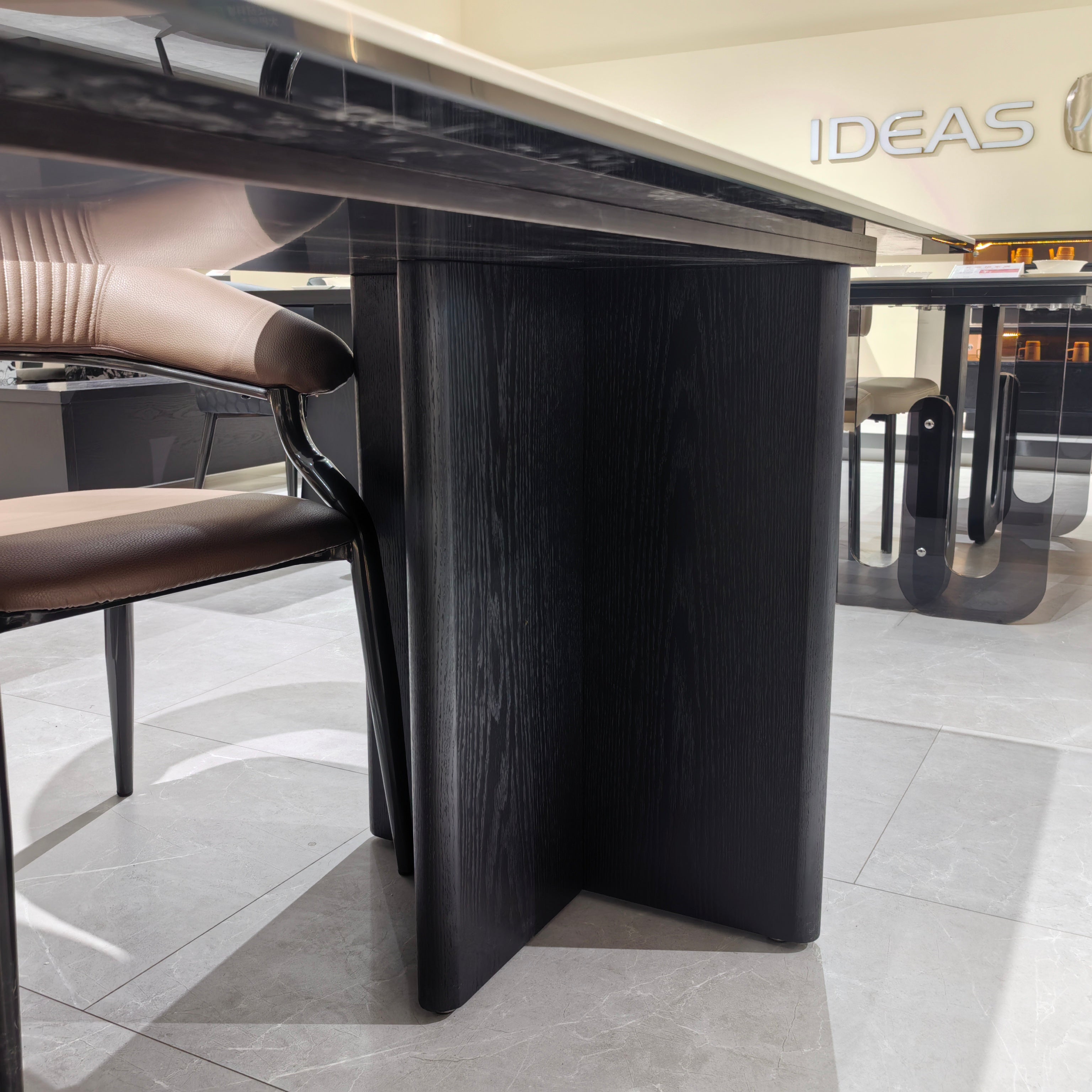 Dining Table Composite Sintered Stone Wood Veneer LKD036DTAYG | LEUKHOME