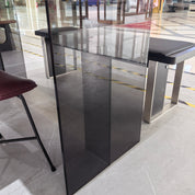Dining Table Stainless Steel Wood Veneer Acrylic LKD041DTAYG | LEUKHOME