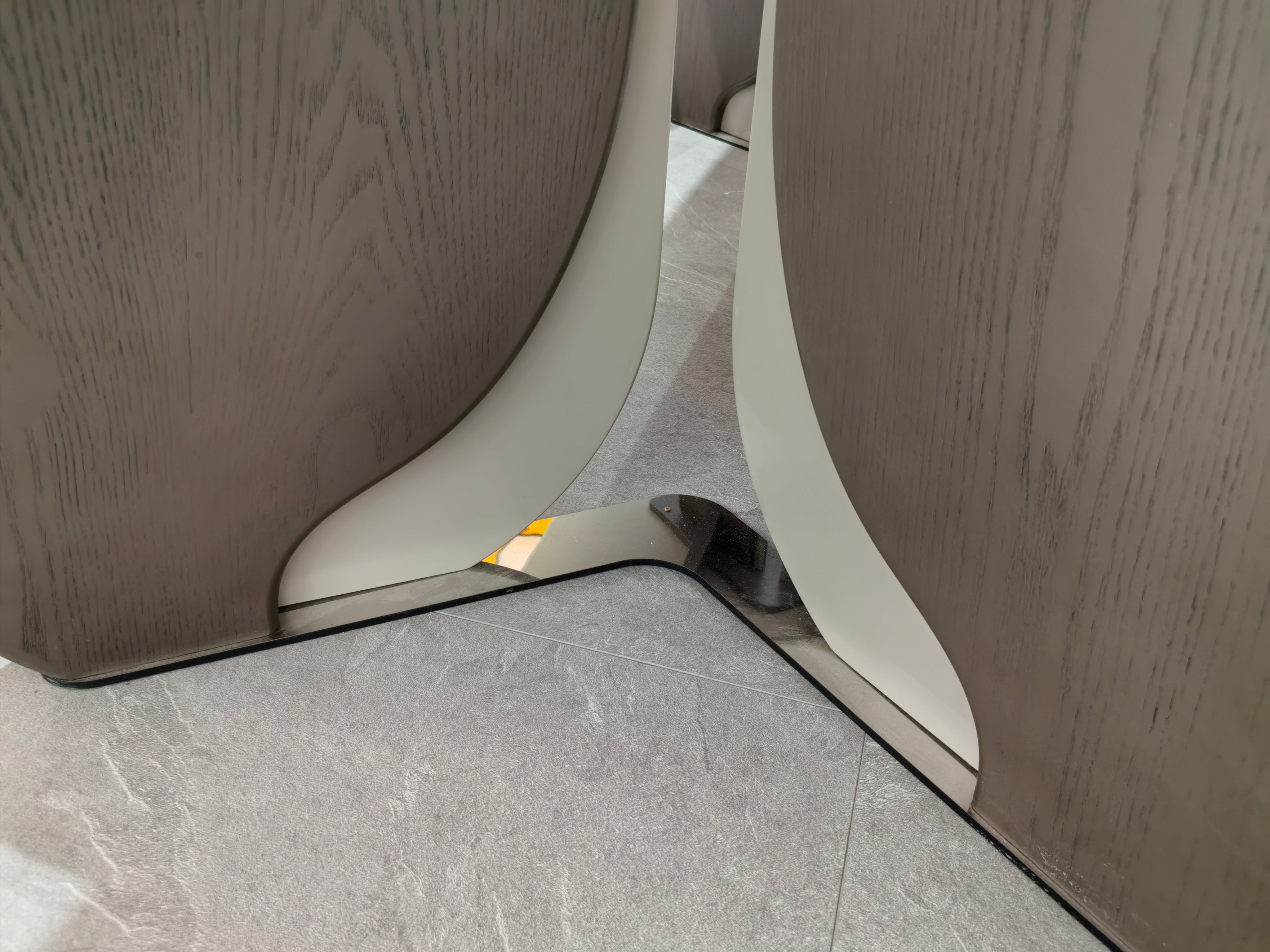 Dining Table Sintered Stone Wood Veneer Stainless Steel LKD085DTDSBL | LEUKHOME