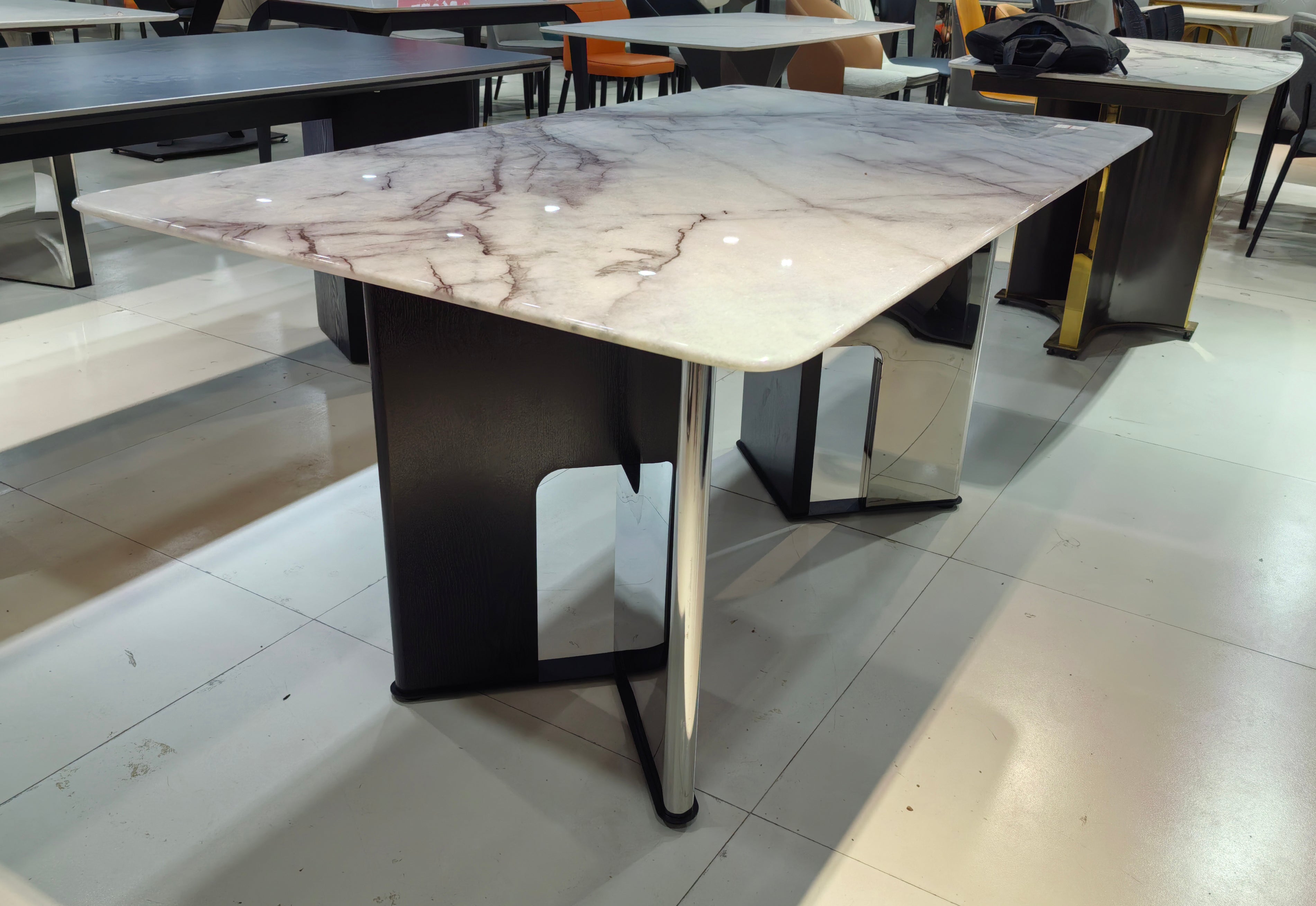 Dining Table Super Crystal Solid Wood Stainless Steel LKD098DTHX | LEUKHOME