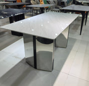 Dining Table Marble Stainless Steel LKD100DTHX | LEUKHOME