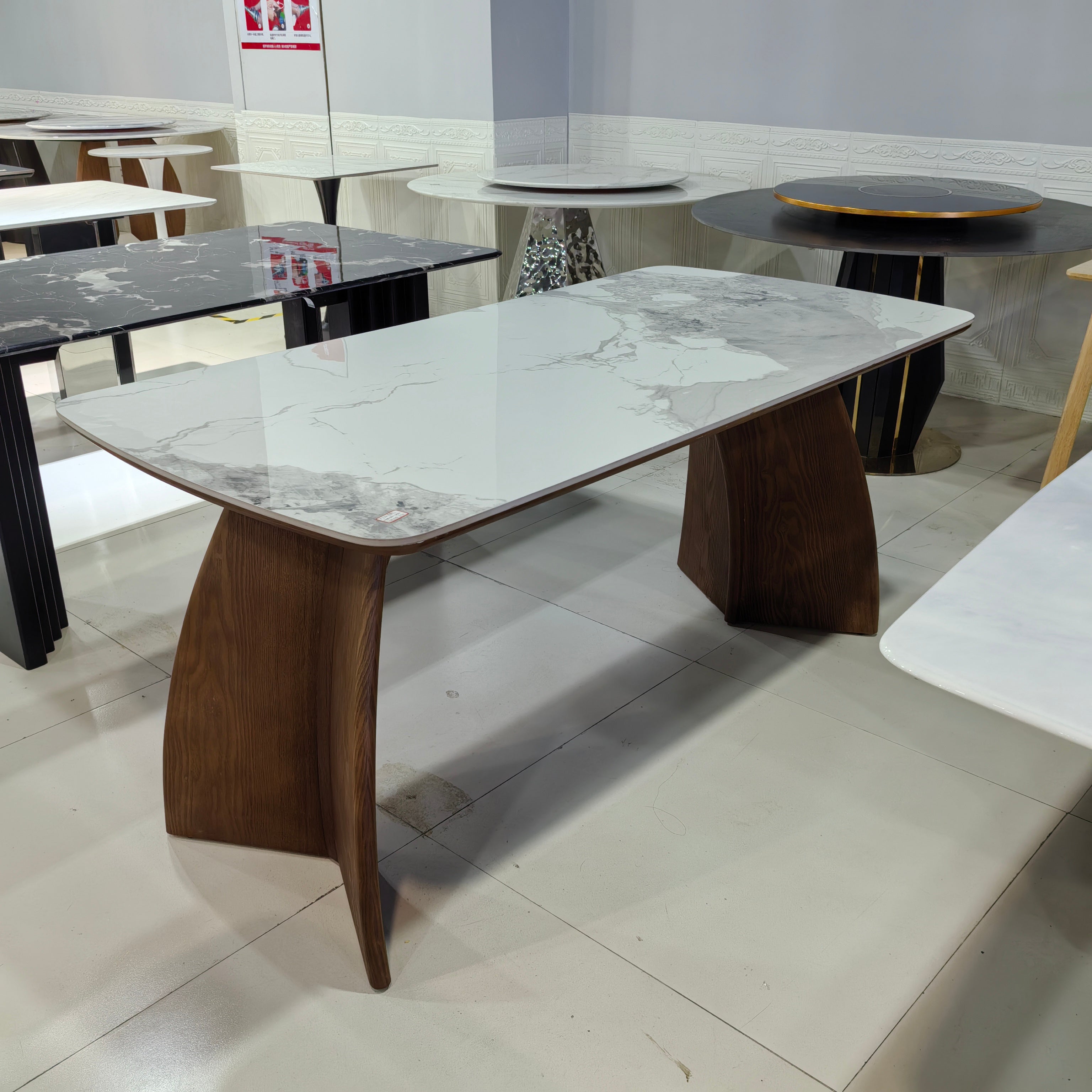 Dining Table Sintered Stone Wood Veneer LKD101DTHX | LEUKHOME