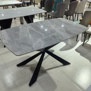 Dining Table Sintered Stone Carbon Steel LKD106DTHX | LEUKHOME
