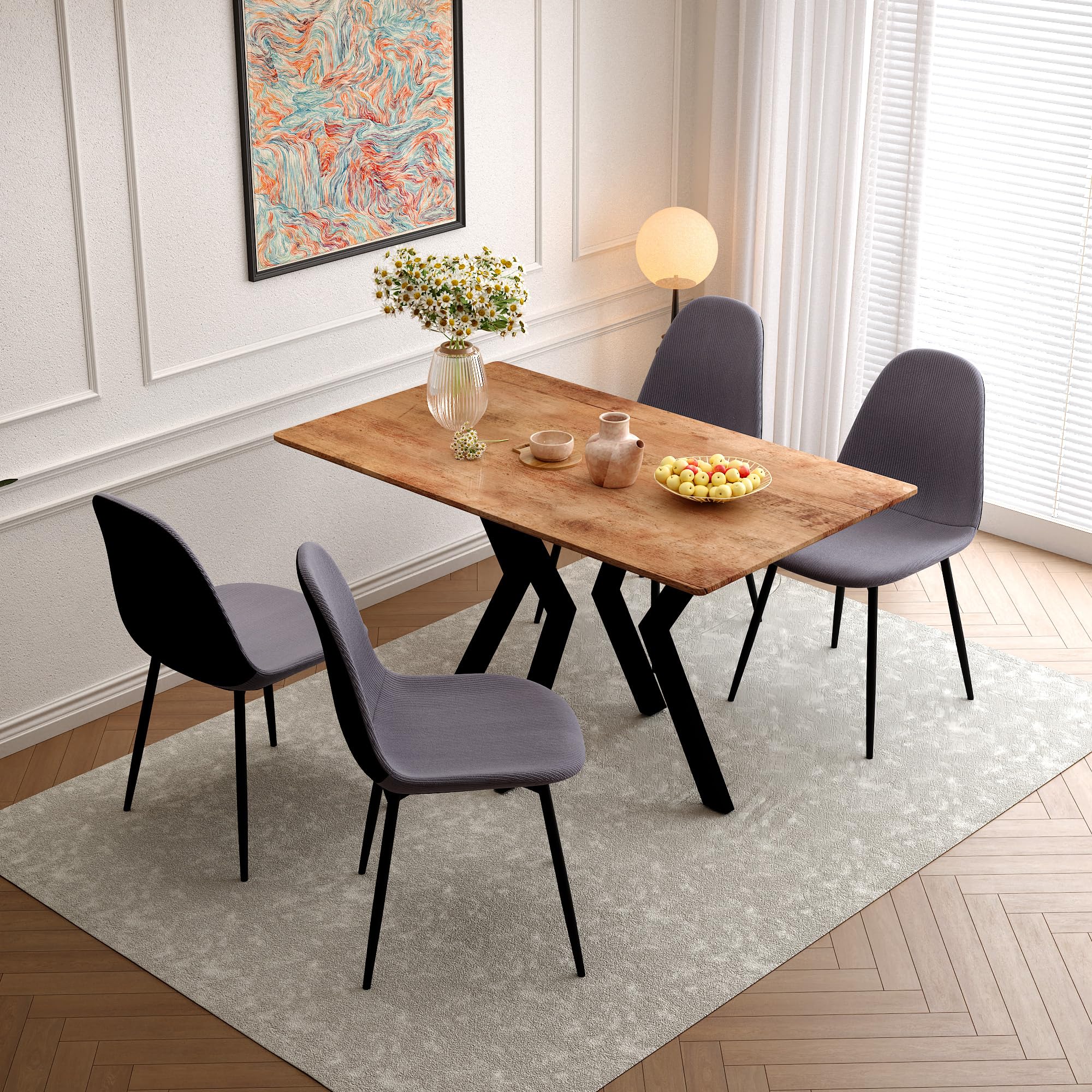 Esstisch Holz, Küchentisch 110x70cm, Holztisch Rechteckiger für Küche Esszimmertisch Tich mit Metallbeinen Wohnzimmer oder Büro DE | LEUKHOUSE
